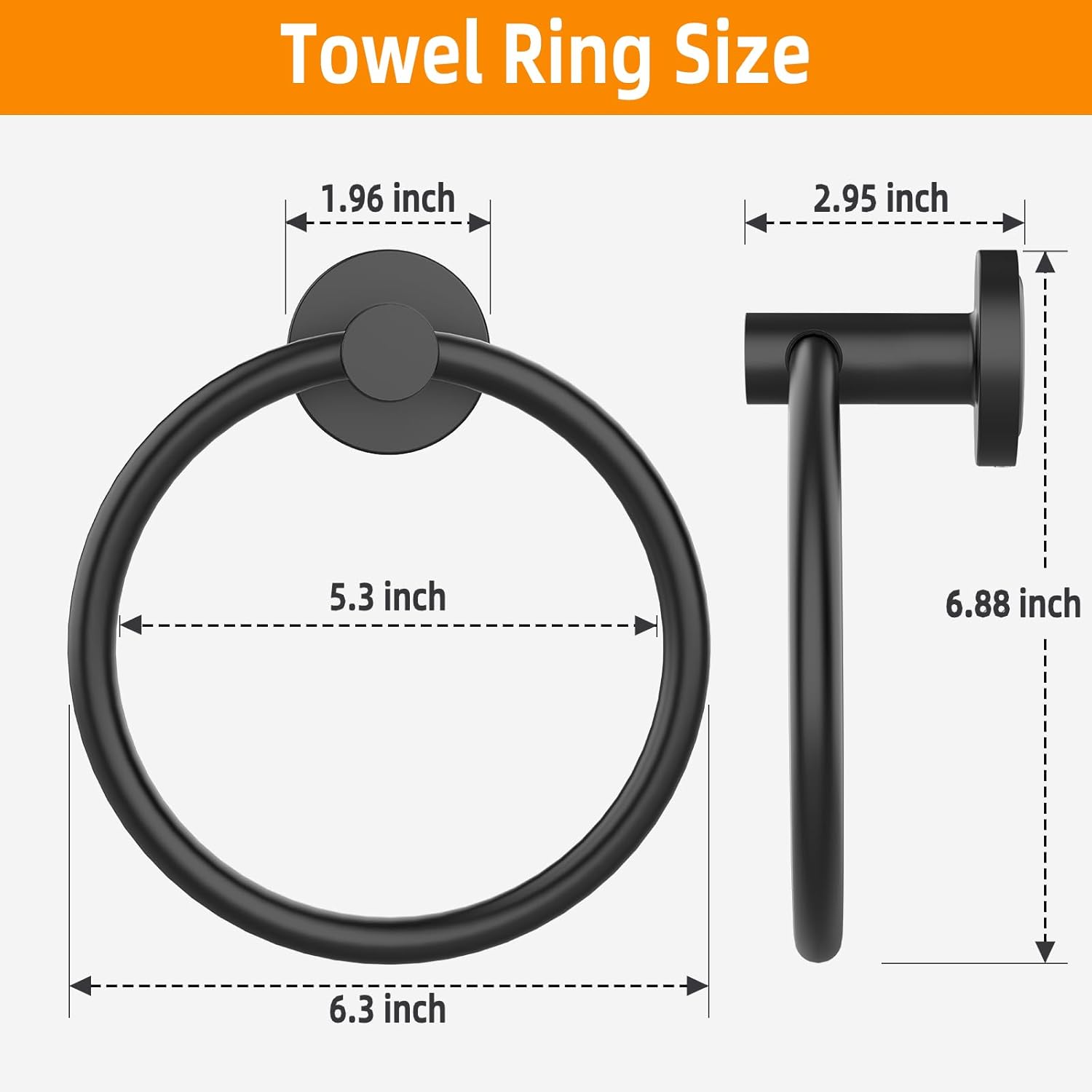 Stainless Steel Matte Black Towel Ring