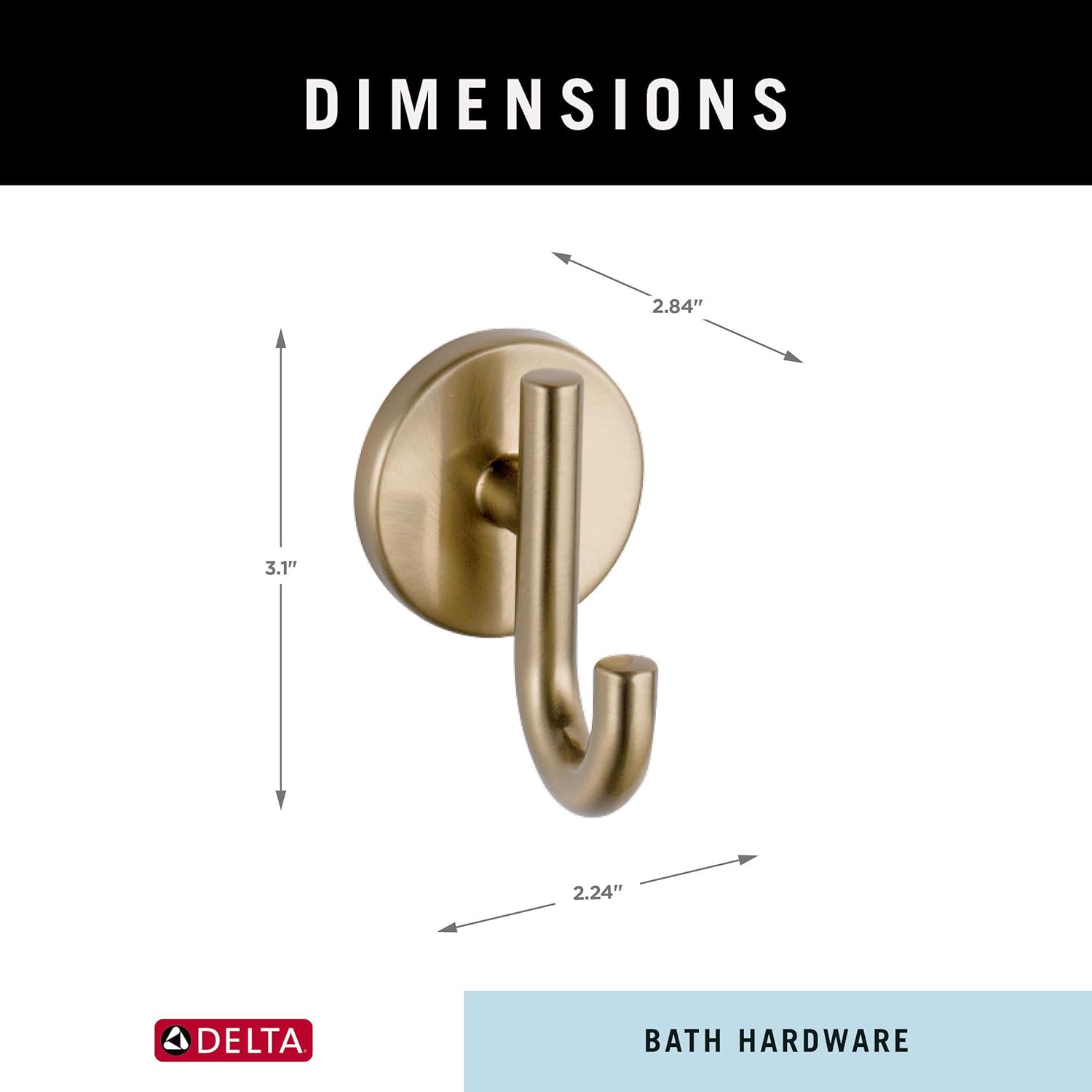 Durable Single Towel Hook in Champagne Bronze