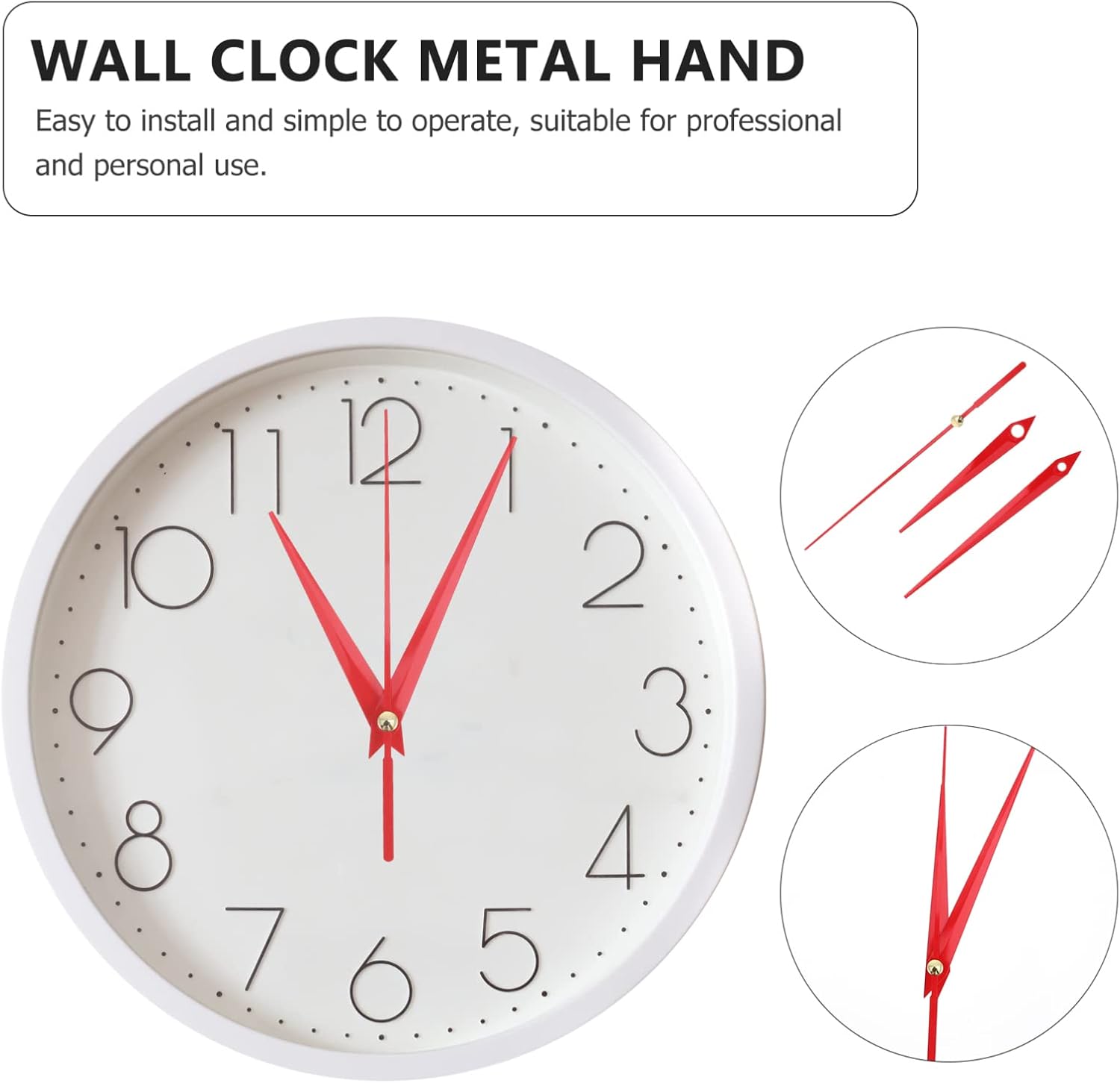ULTOTECH Analog Wall Clock Hands Red Set of 10