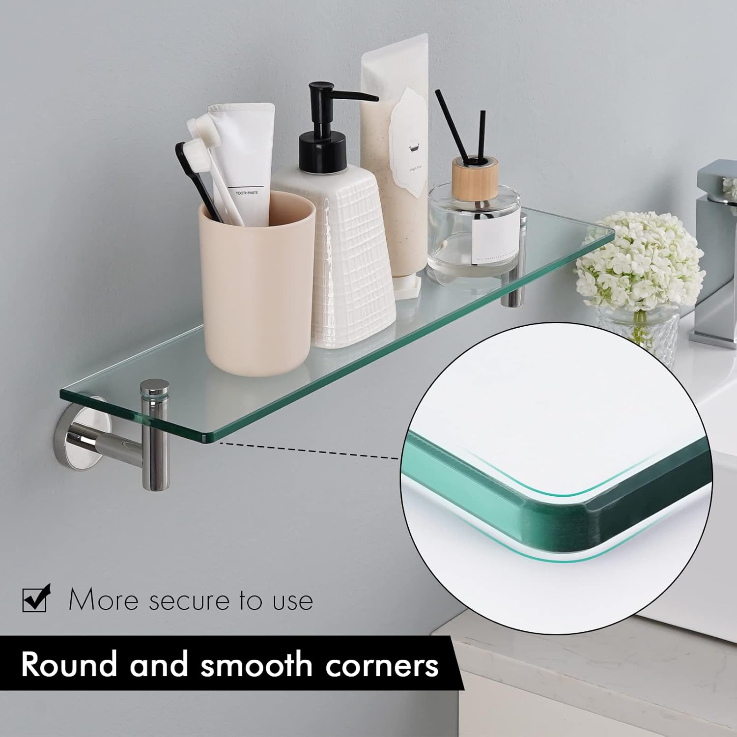 KES Premium Tempered Glass Shelf for Bathroom