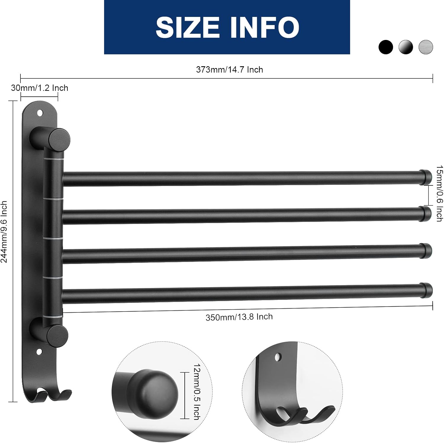 Sturdy 4-Arm Swivel Towel Rack for Bathroom Kitchen