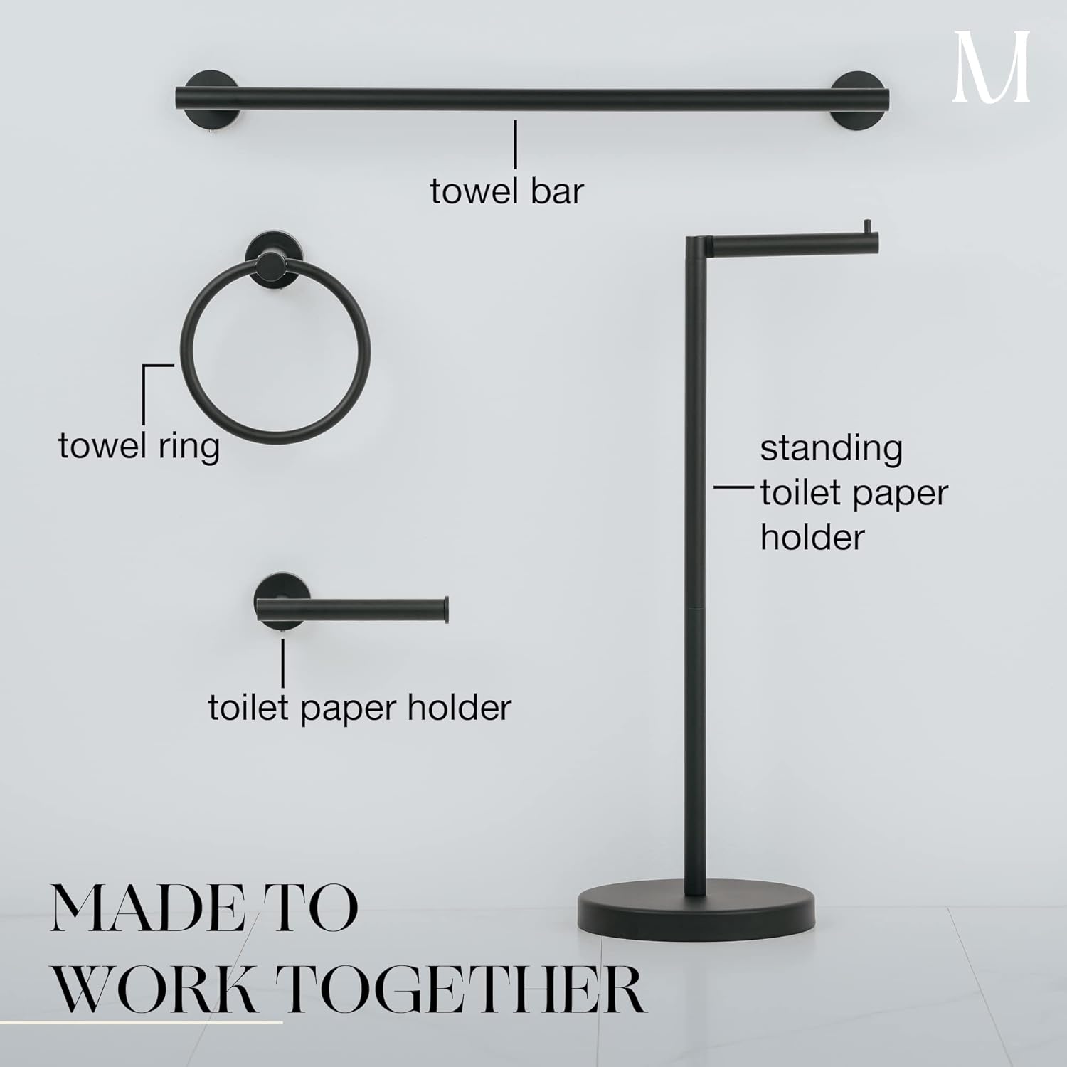 Marmedolux ACC Matte Black Towel Ring - Durable Sturdy Home Kitchen Bathroom Towel Holder