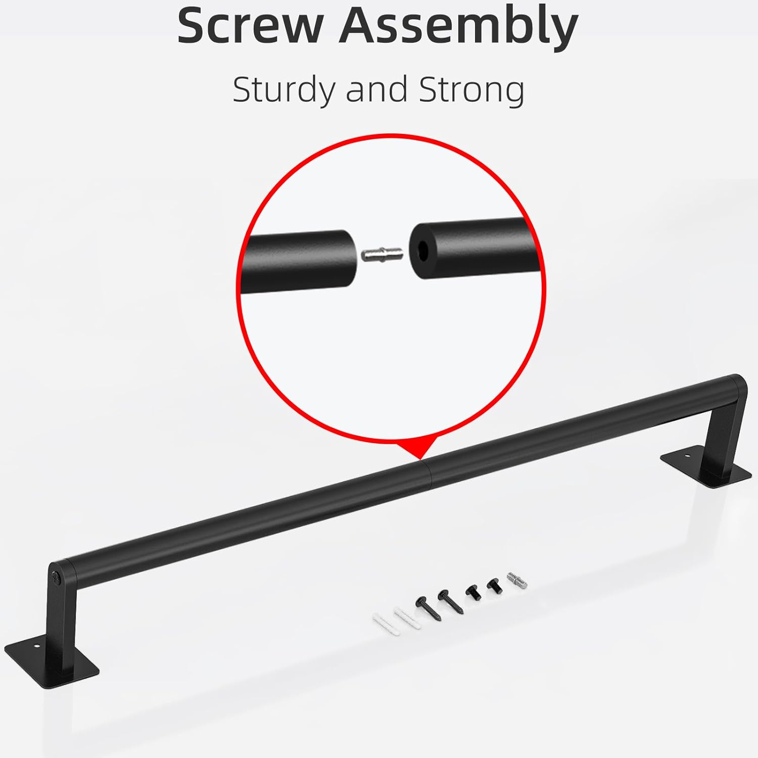 Heavy Duty 24-Inch Matte Black Towel Bar for Bathrooms
