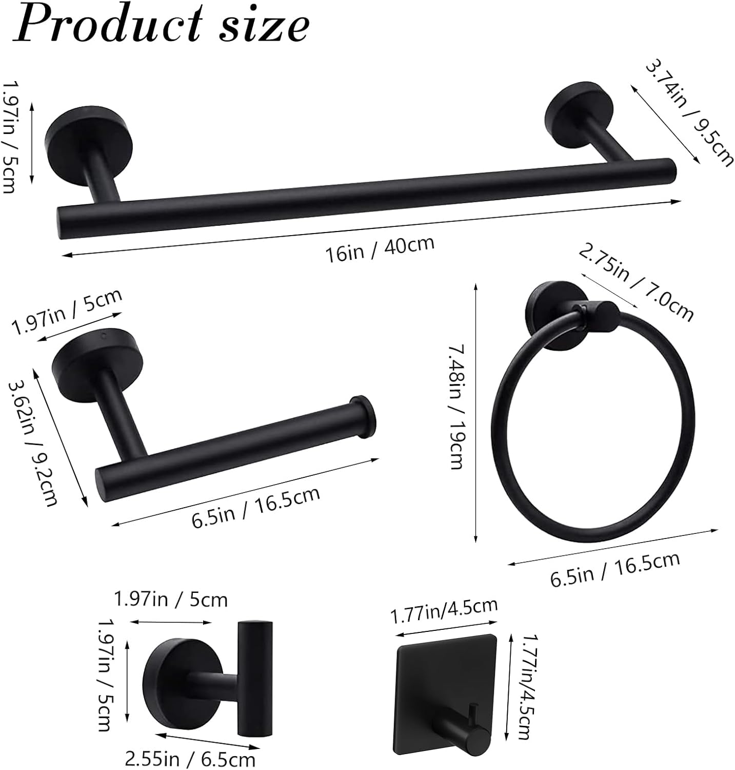 Matte Black 14-Piece Bathroom Hardware Set