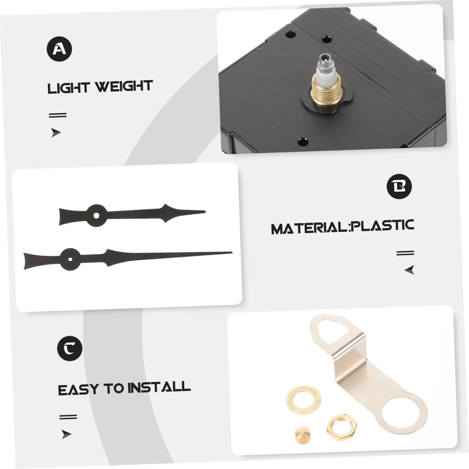DIY Quartz Wall Clock Mechanism Set with Silent Shaft and Parts
