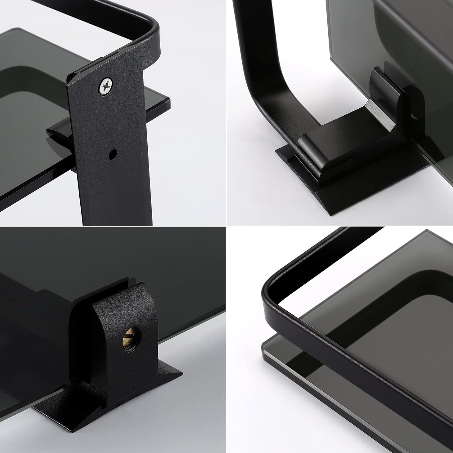 KES 2-Tier Black Glass Shelf