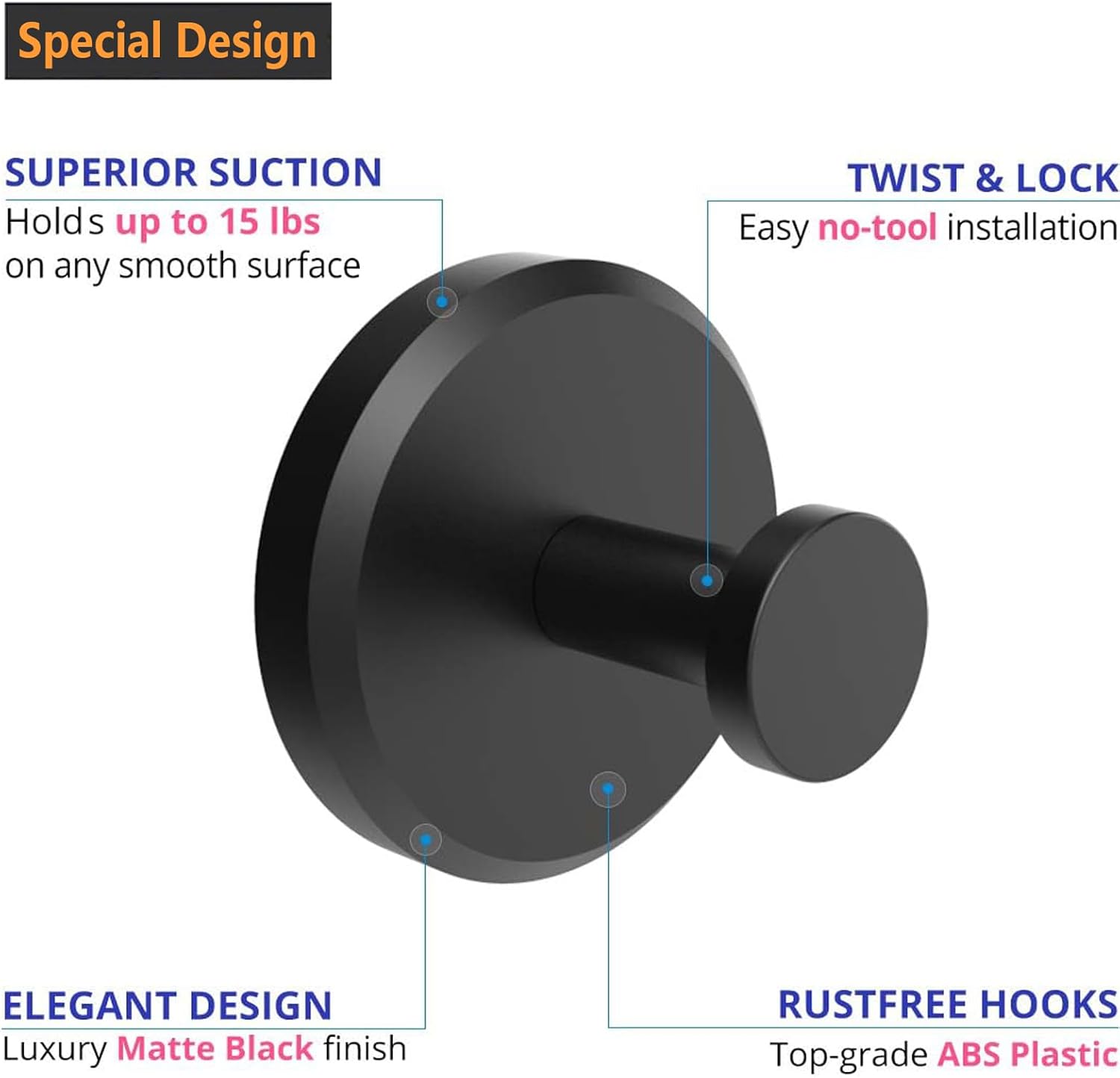 Sturdy Suction Cup Hooks for Towels Robes No Drilling Design Stainless Steelombo