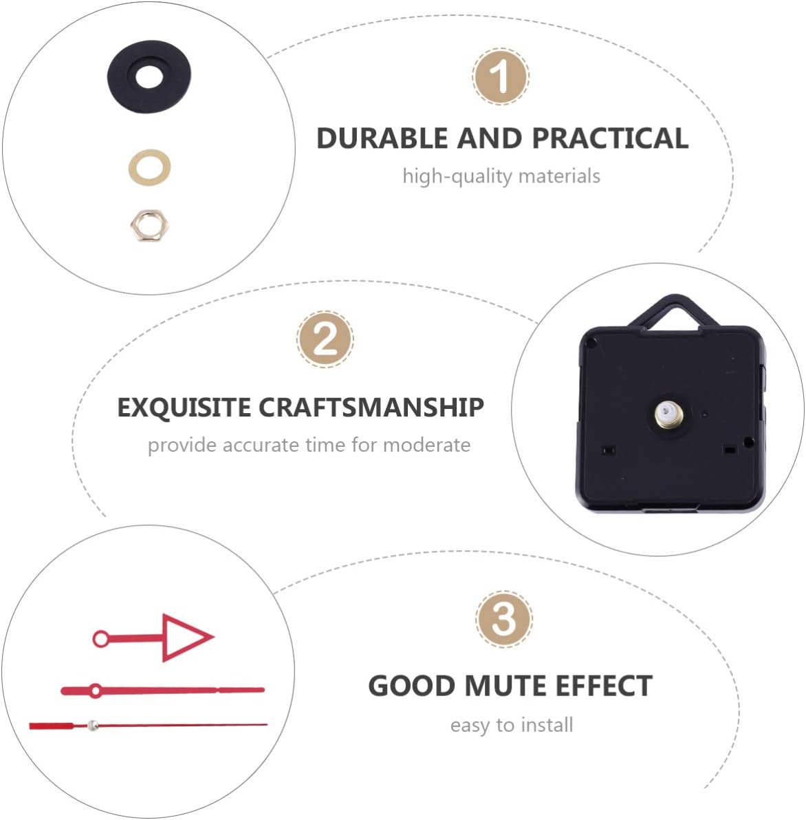 EXCEART RED CLOCK MOVEMENT HIGH PRECISION KIT
