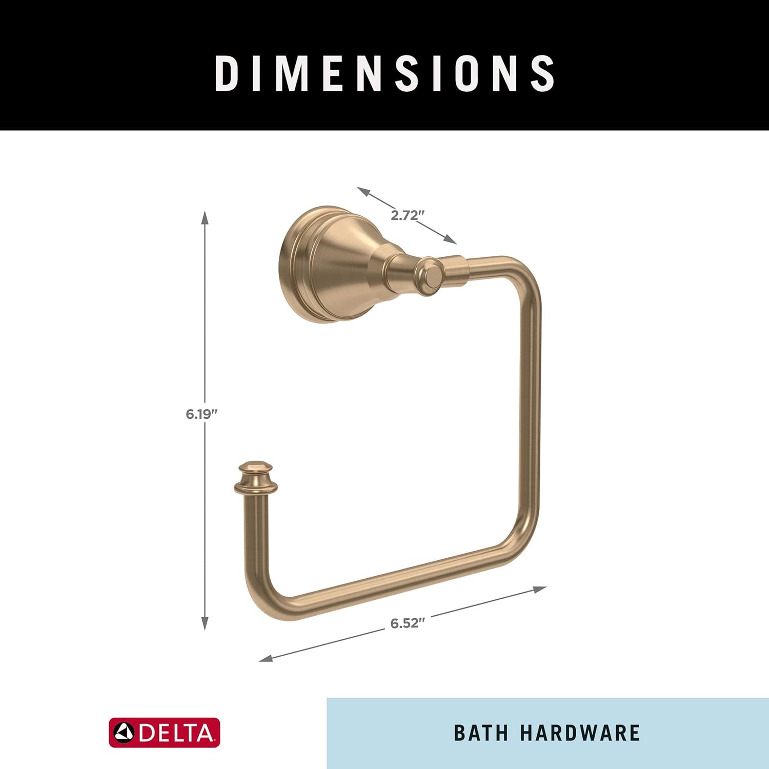 Delta Mylan Hand Towel Holder Wall-Mounted 1-Pack Champagne Bronze