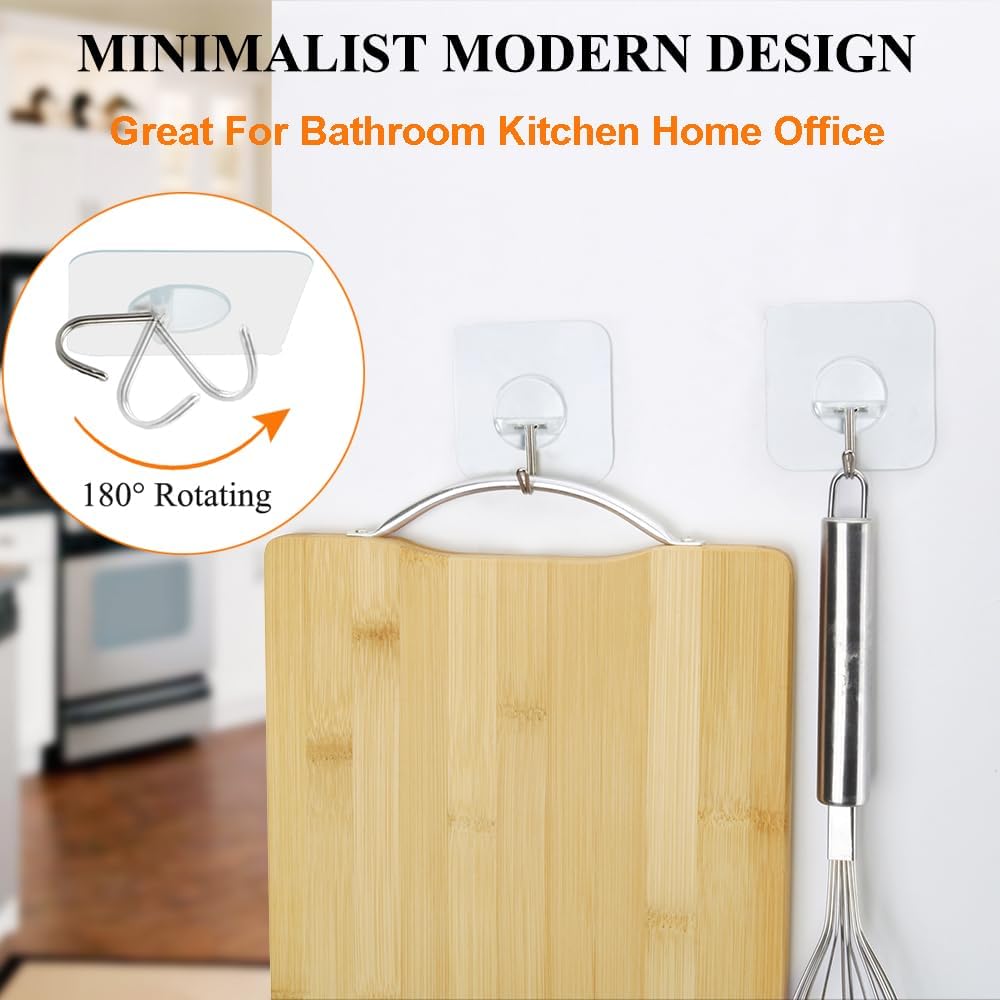 Premium Adhesive Wall Hooks for Bathroom Kitchen Office - Durable Sticky Hangers