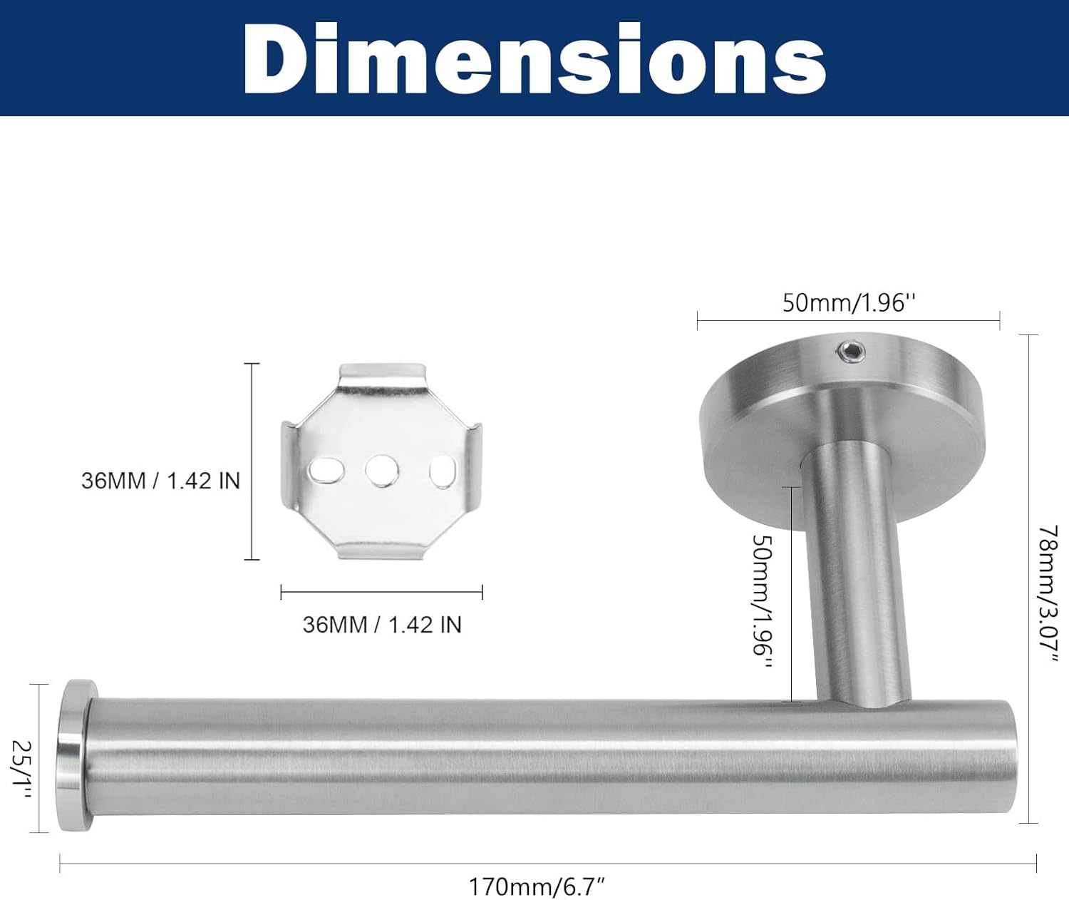NearMoon Premium Stainless Steel Toilet Paper Holder Brushed Nickel