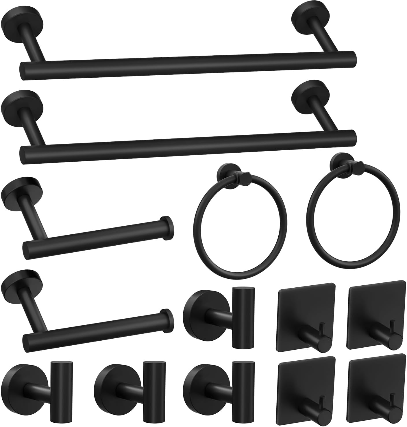 Matte Black 14-Piece Bathroom Hardware Set