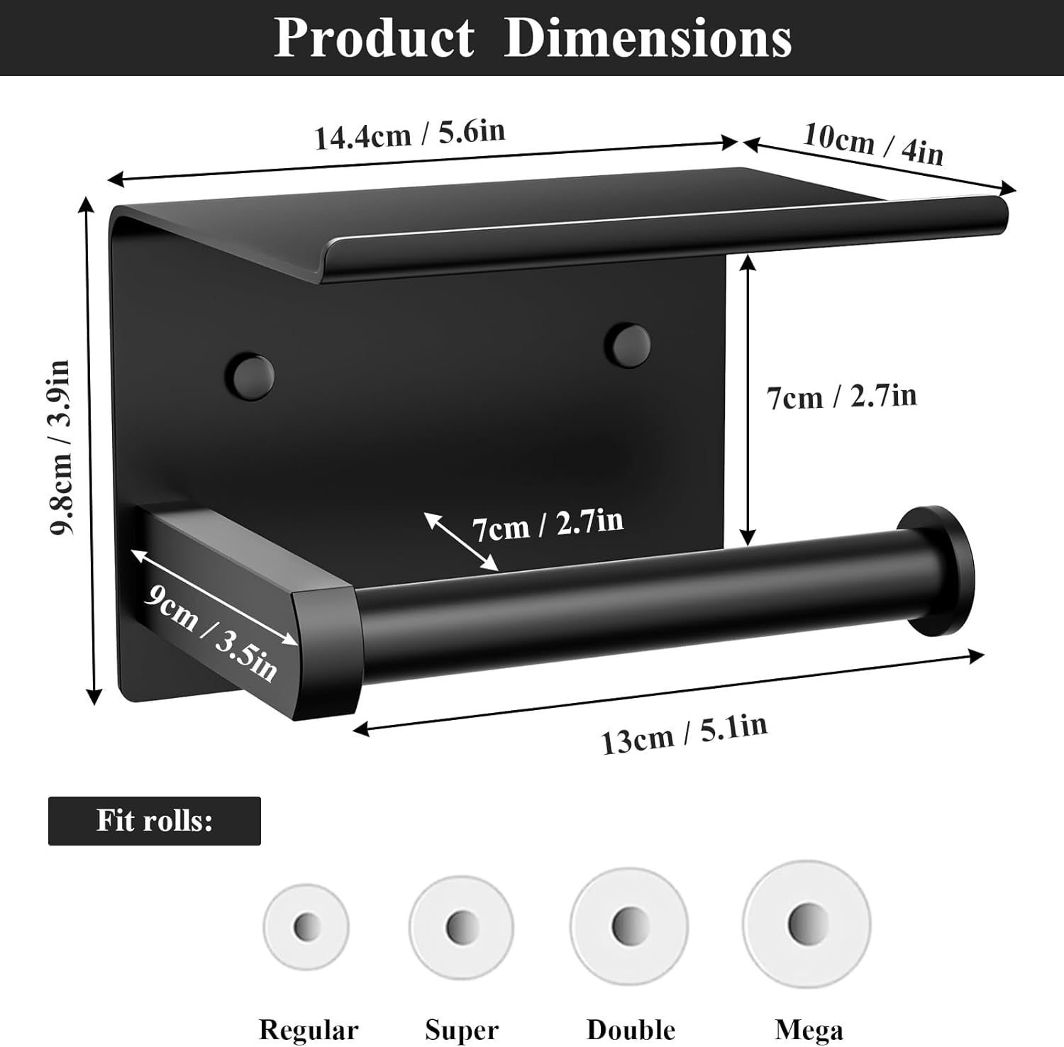 Tindbea toilet paper holder with phone shelf