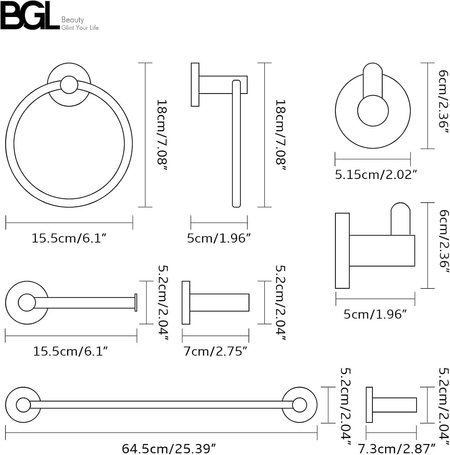 Adjustable Bathroom Towel Holder Set with 24 Bar