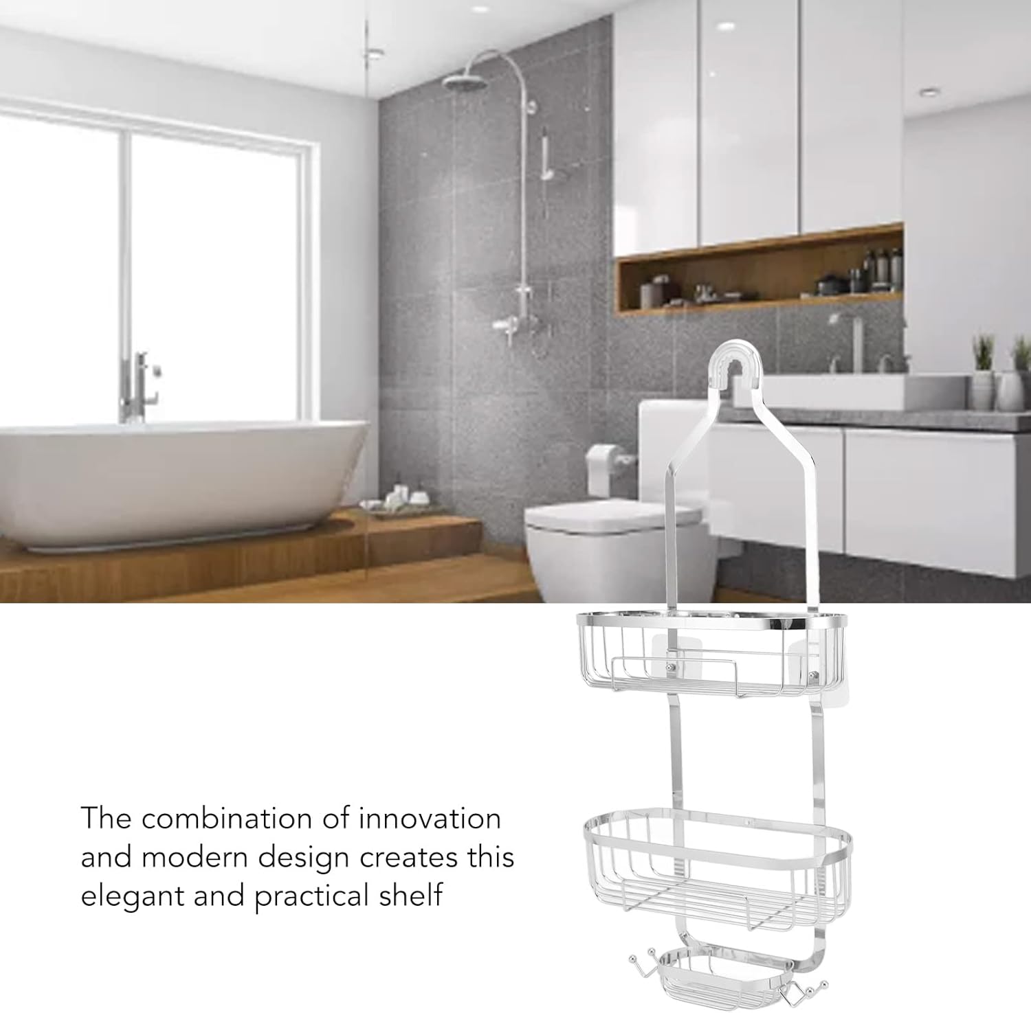 Sturdy Wall-Mounted Bathroom Basket 2 Layer Punch