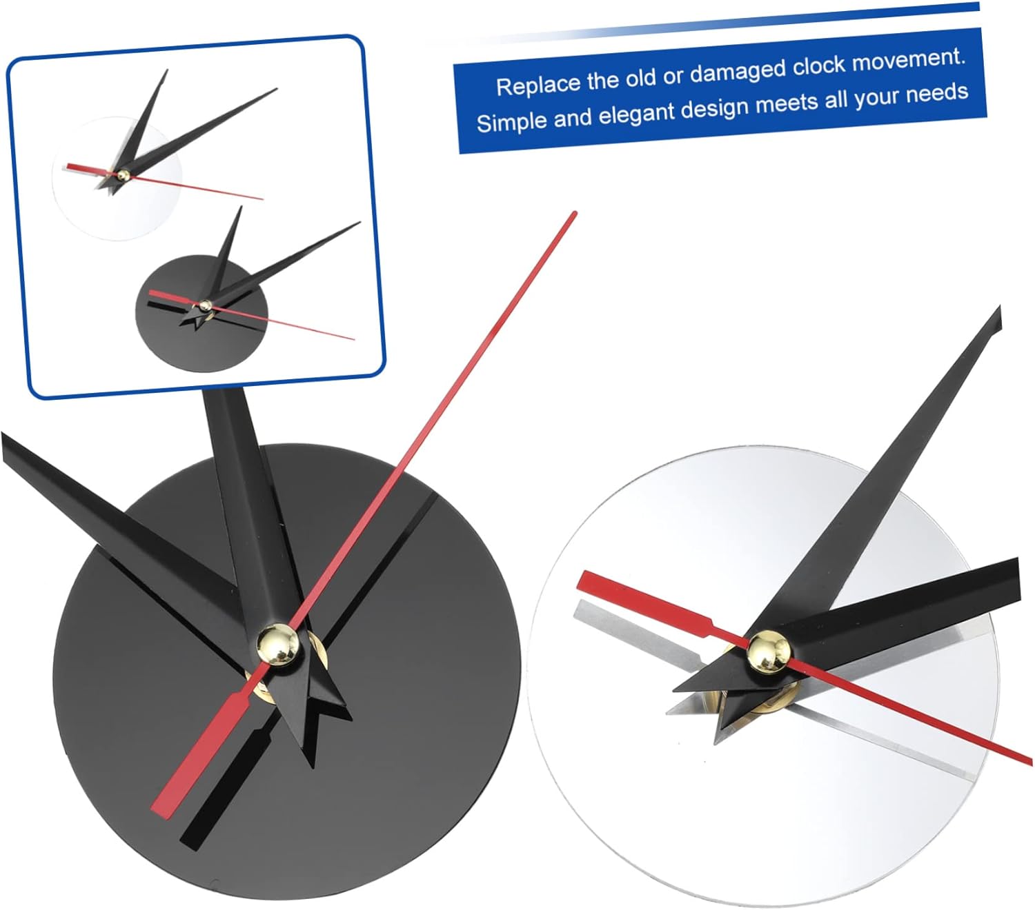 BUTIFULSIC Acrylic Aluminum Alloy Torque Clock Mechanism Set for Wall Clocks