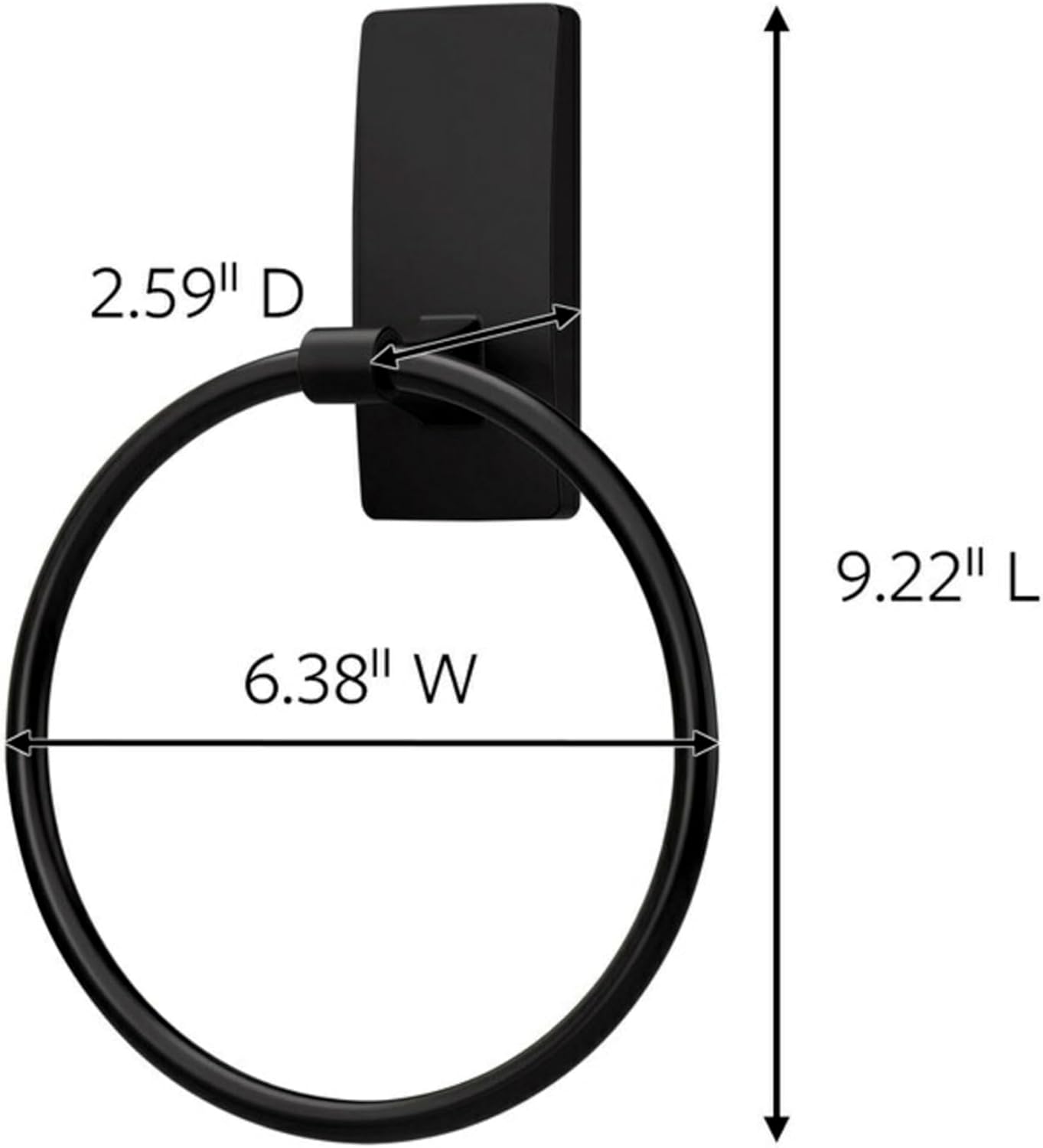 Matte Black Command Hand Towel Holder 5 lbs Capacity