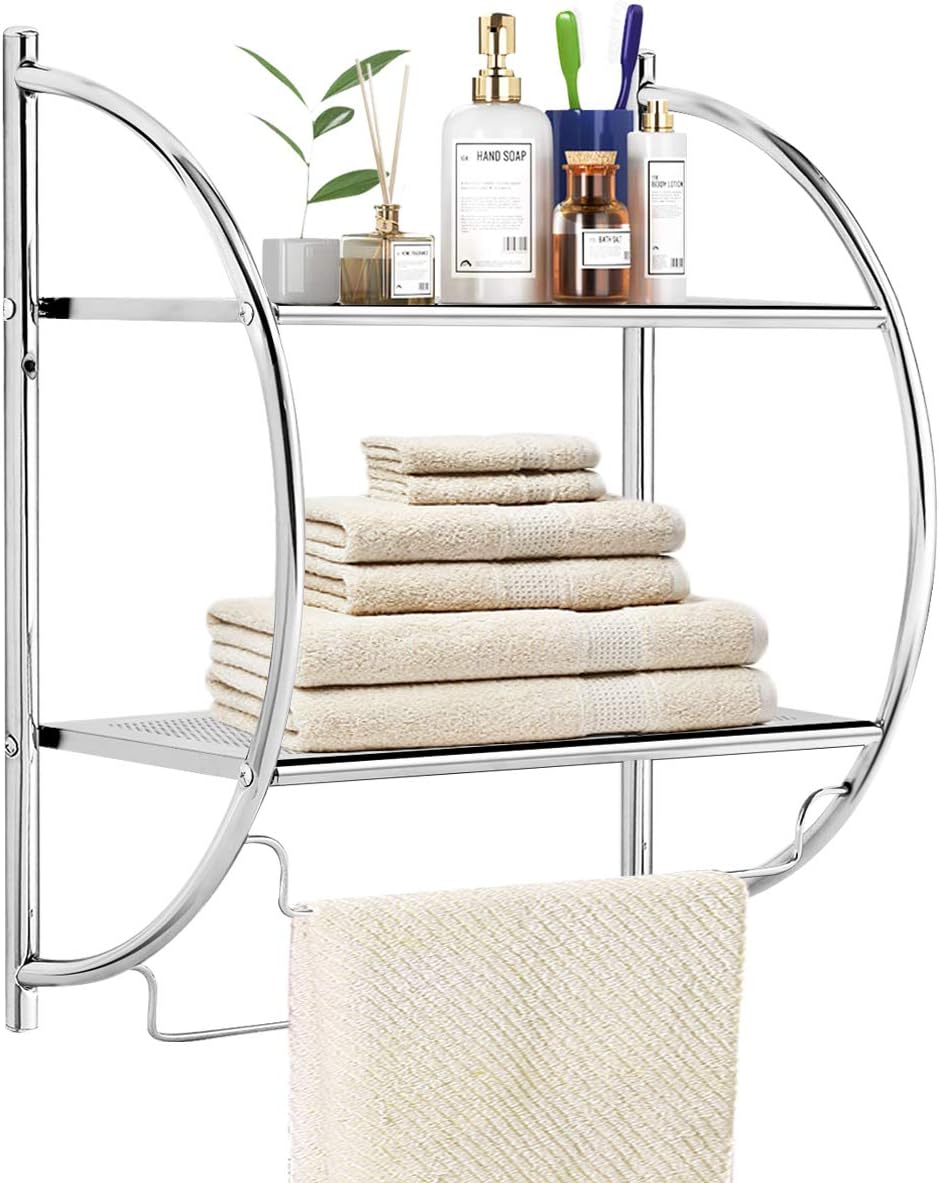 Stylish Rustproof 2-Tier Wall-Mounted Bathroom Shelf