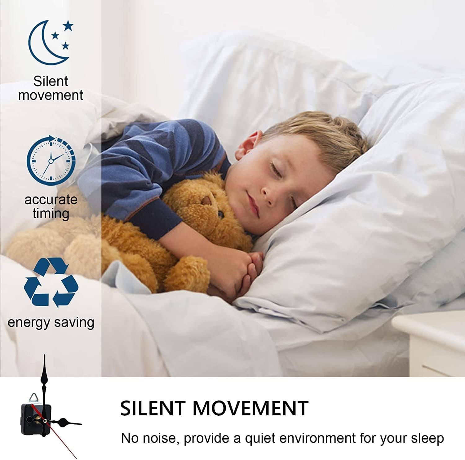 2-Piece Replacement Clock Mechanism Kit No Battery