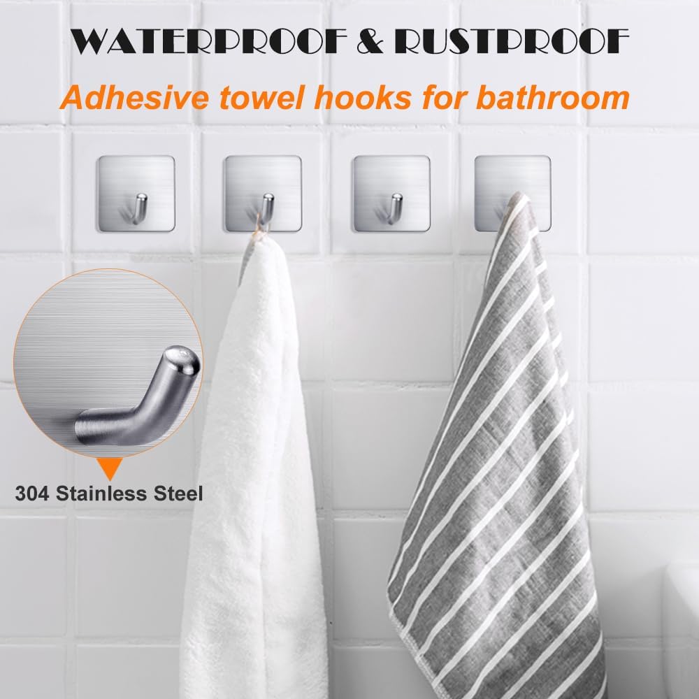 Heavy Duty Adhesive Towel Hook Set