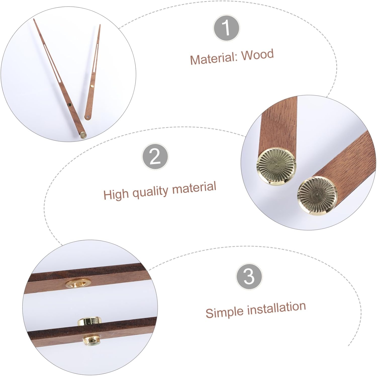 Large Wooden Clock Pointer Black Walnut Decor for DIY