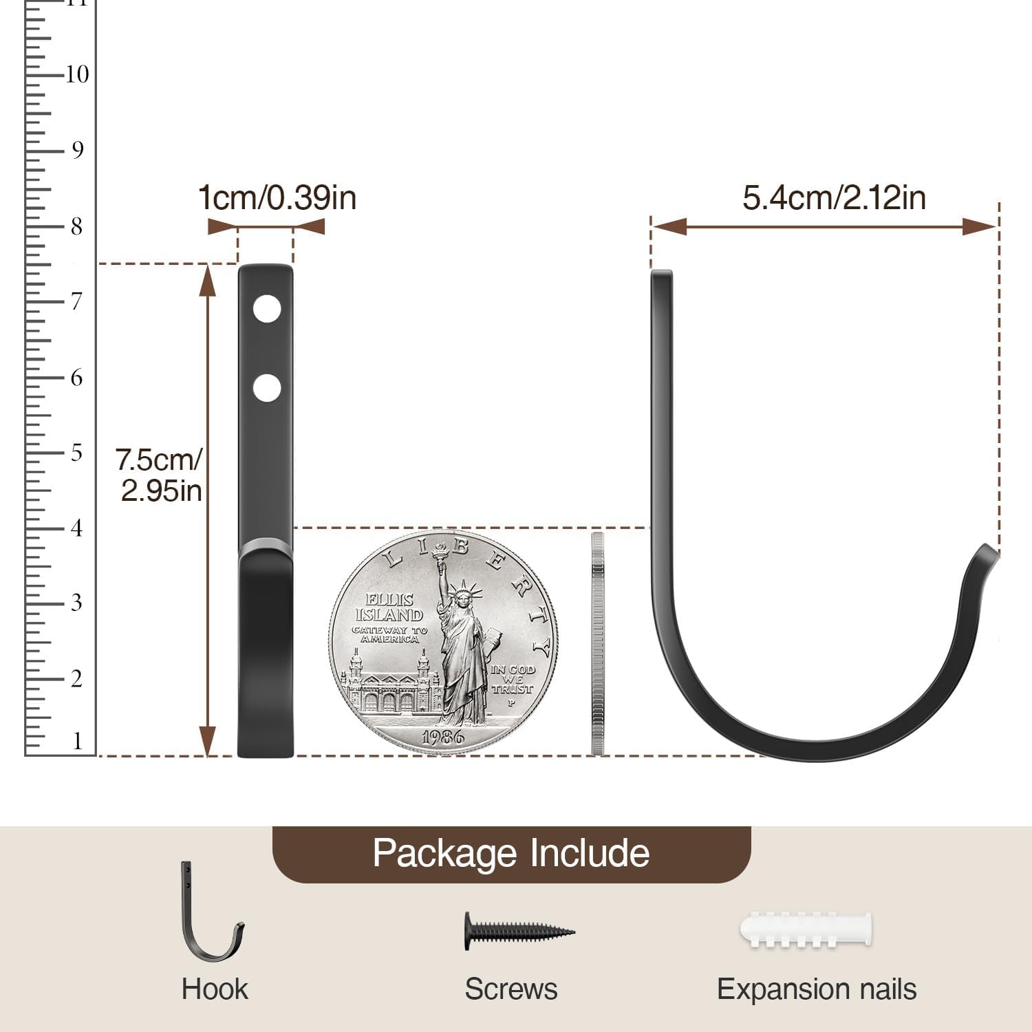 22LB Stainless Metal Robe Towel Hangers 5-Pack