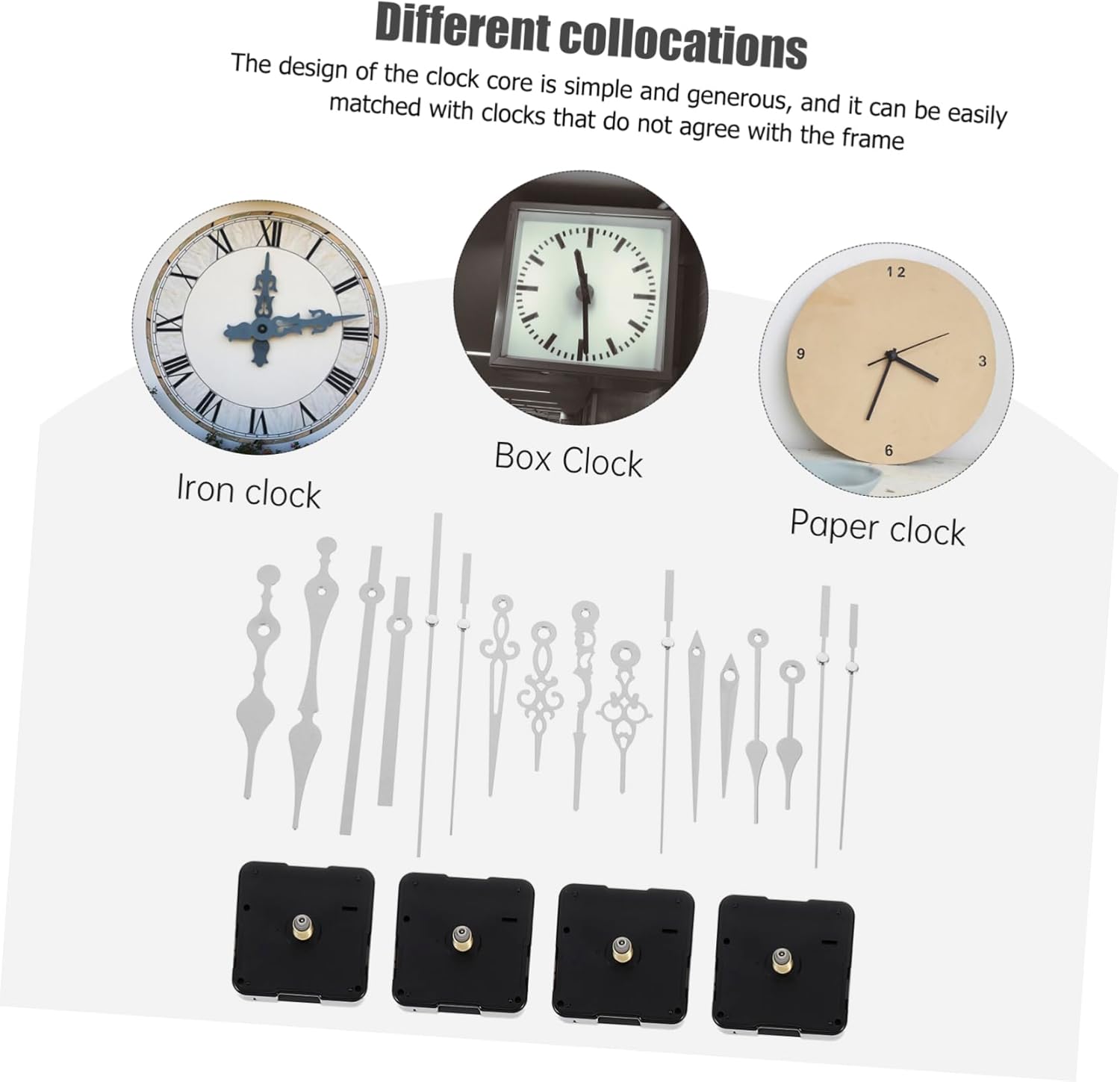 4-Piece Analog Clock Mechanism Kit for Quiet DIY Clocks