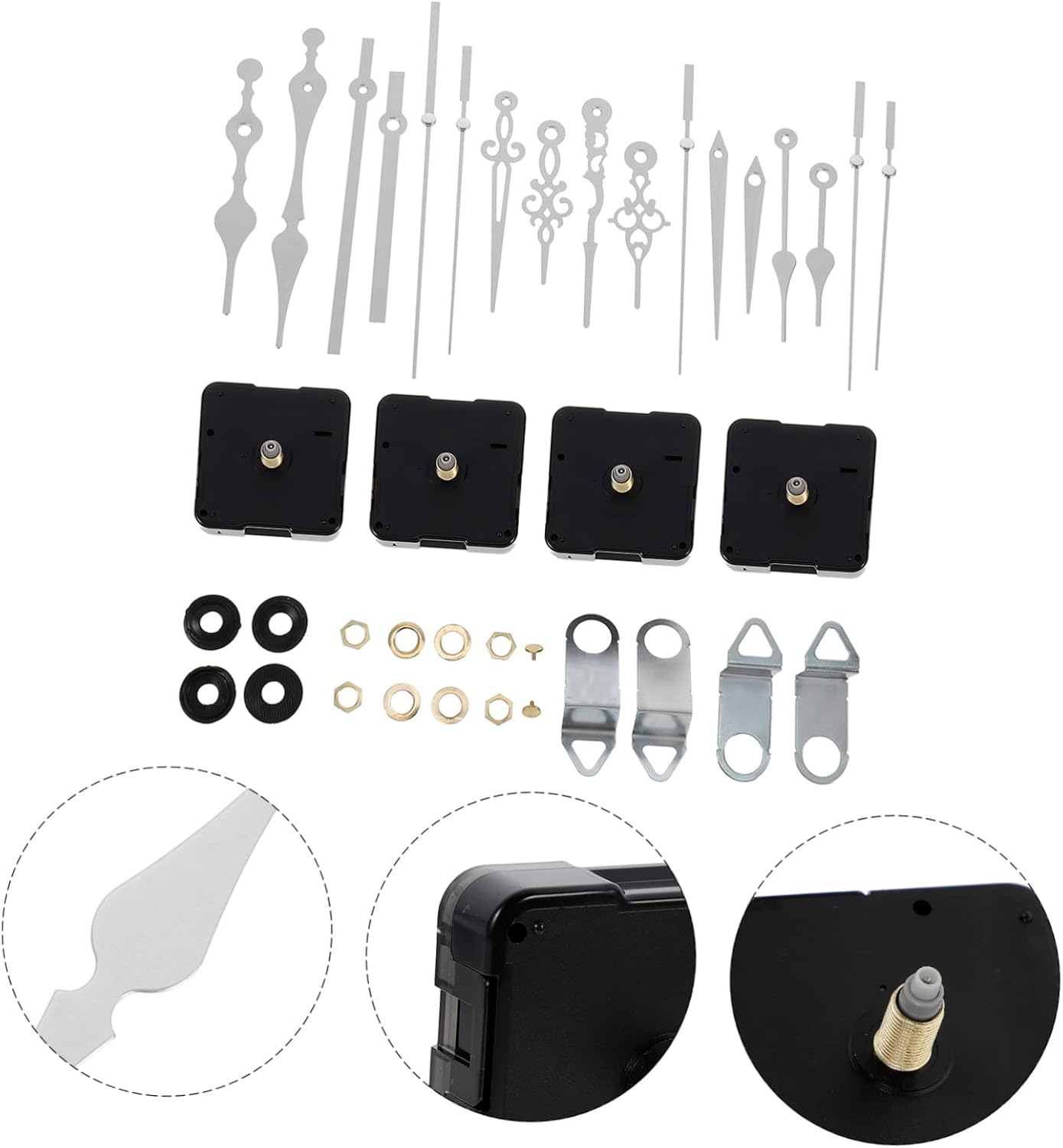 4-Piece Analog Clock Mechanism Kit for Quiet DIY Clocks