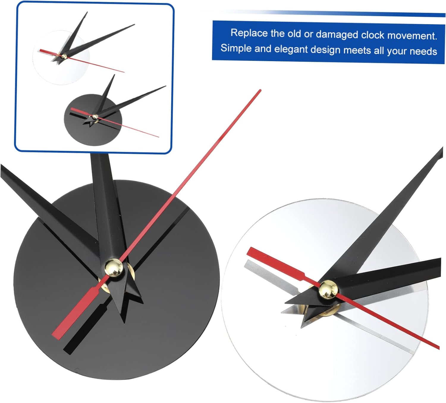 2-Pack Replacement Parts for Wall Clocks - Precision quartz clock hands