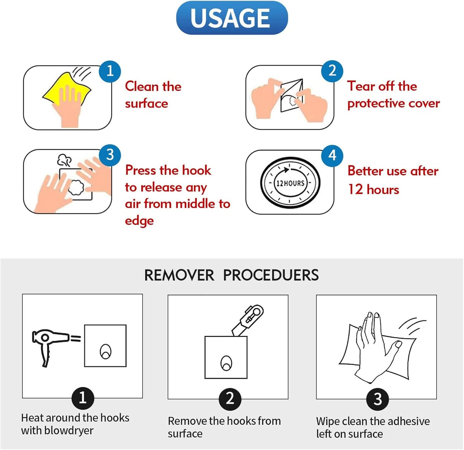 Sturdy Adhesive Hook Set for Kitchen Bathroom Use