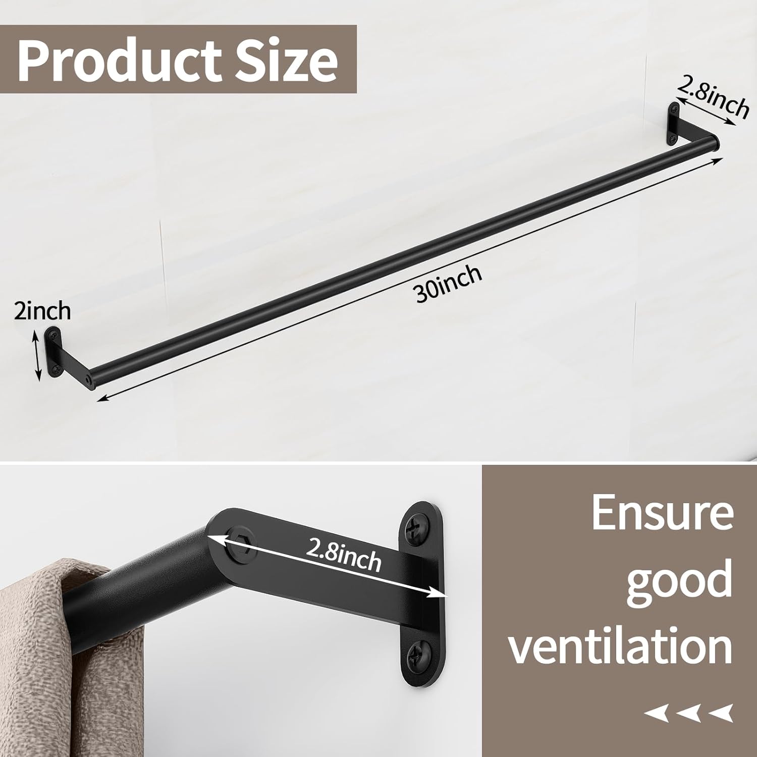 JUYSON 30-Inch Matte Black Towel Bar