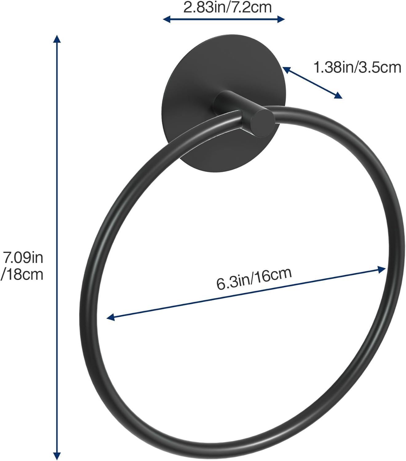 Susswiff Matte Black Stainless Steel Bathroom Towel Holder