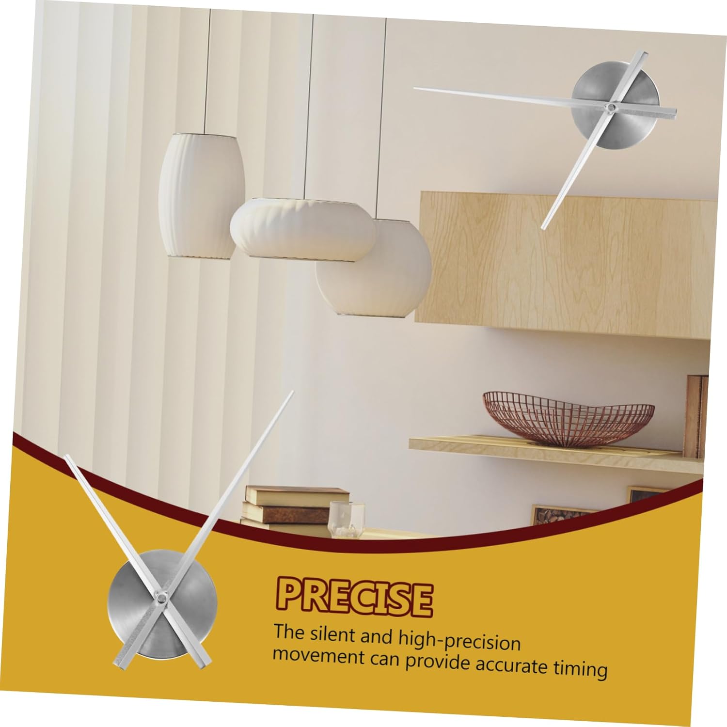 Sleek Easy-Backup Wall Clock Hands Plate Modern Design