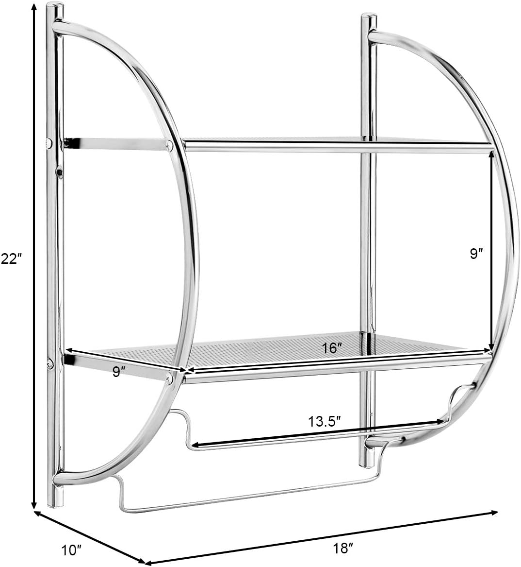 Stylish Rustproof 2-Tier Wall-Mounted Bathroom Shelf