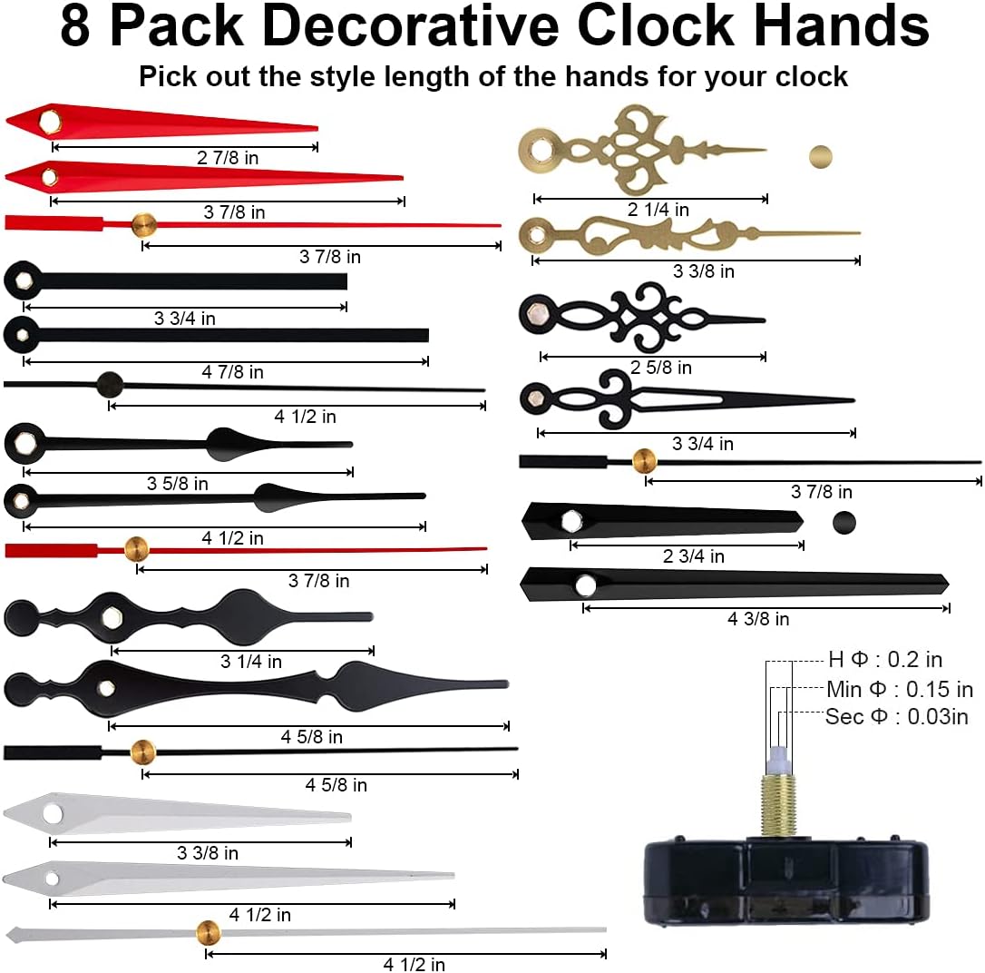 Clock Mechanism Kit with 8 Hand Set