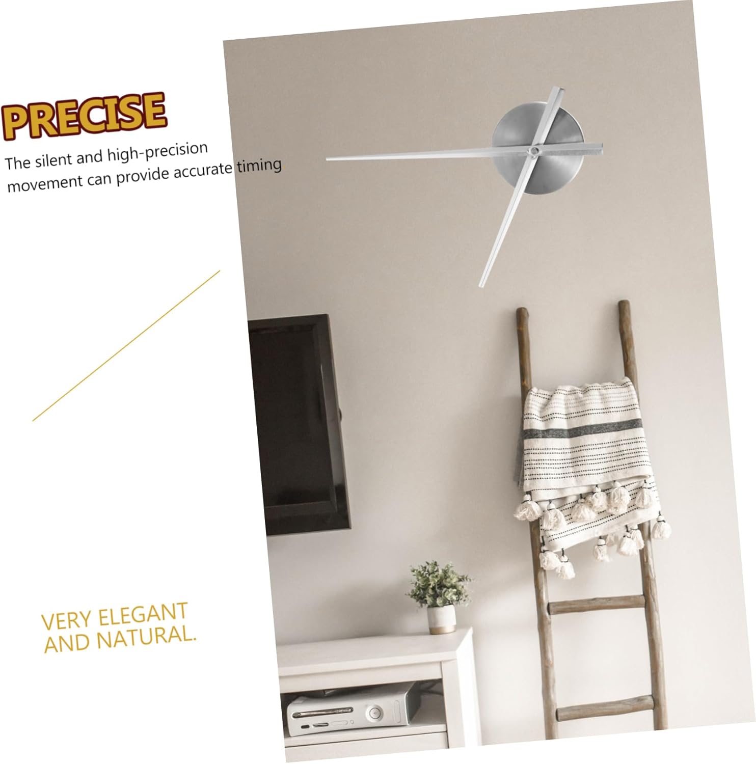 Sleek Easy-Backup Wall Clock Hands Plate Modern Design