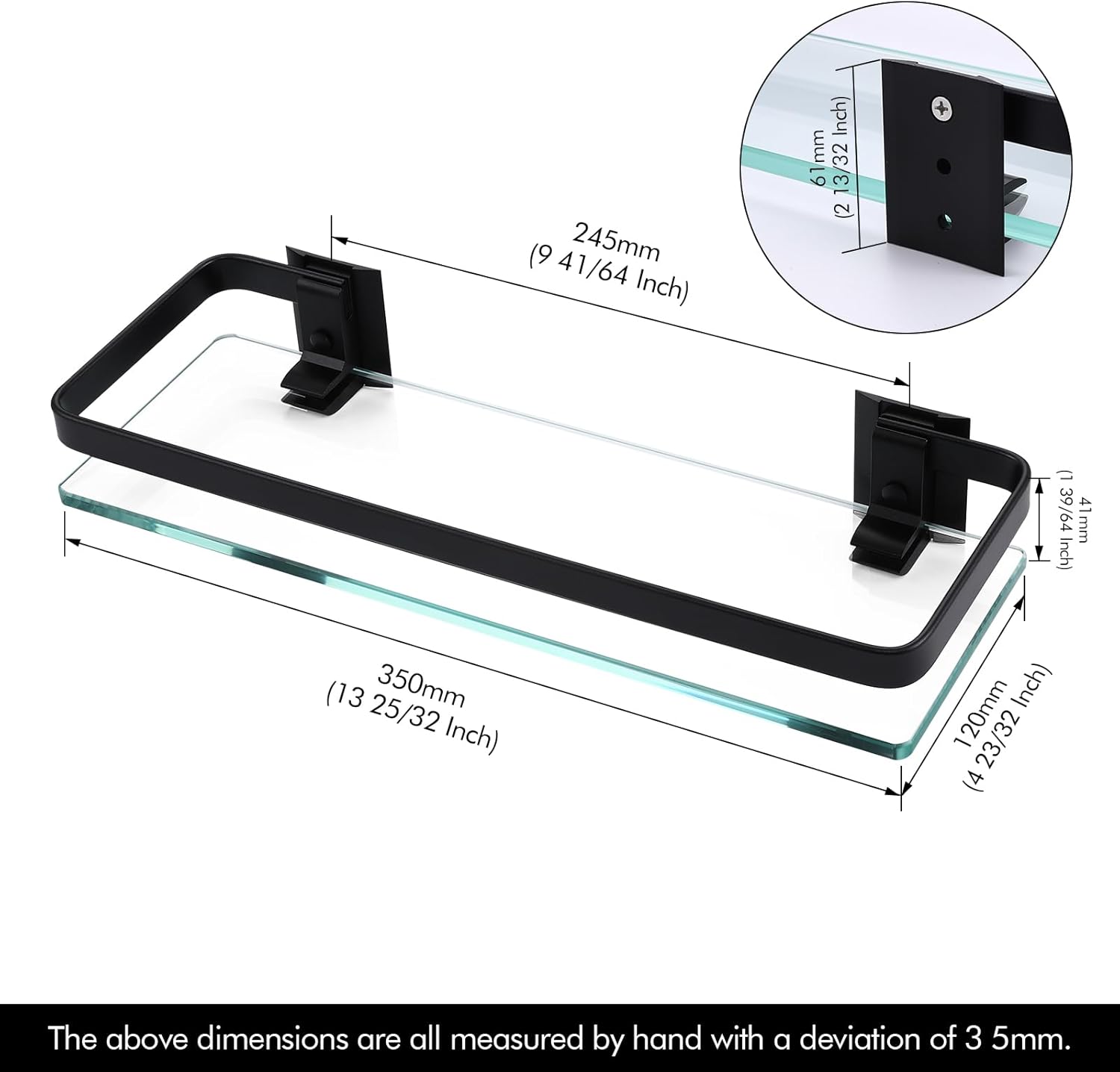 KES Bathroom Wall Shelf Tempered Glass Extra Thick Rust-Resistant High-Strength Shelf