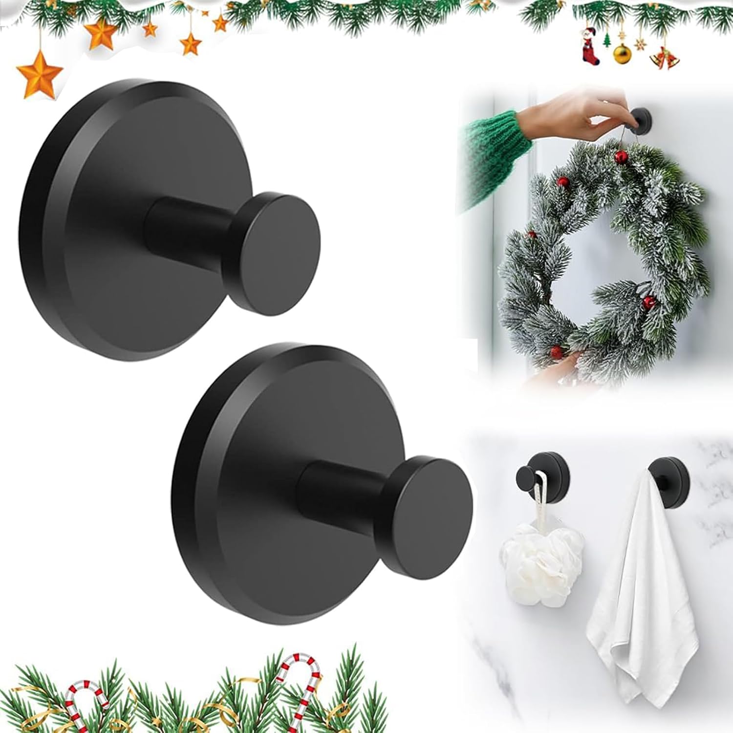 Sturdy Suction Cup Hooks for Towels Robes No Drilling Design Stainless Steelombo