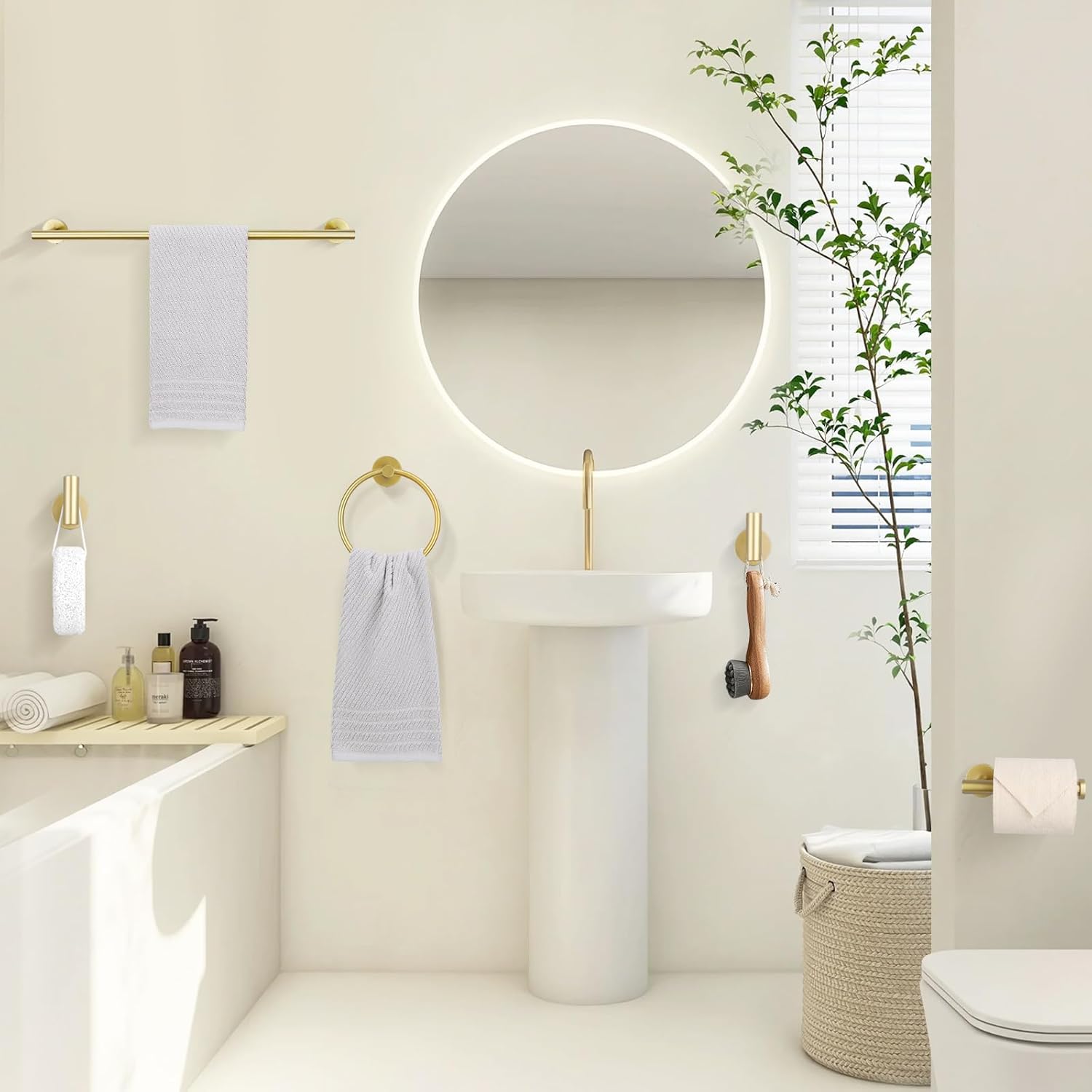 TURS Brushed Gold Bath Towel Bar Set