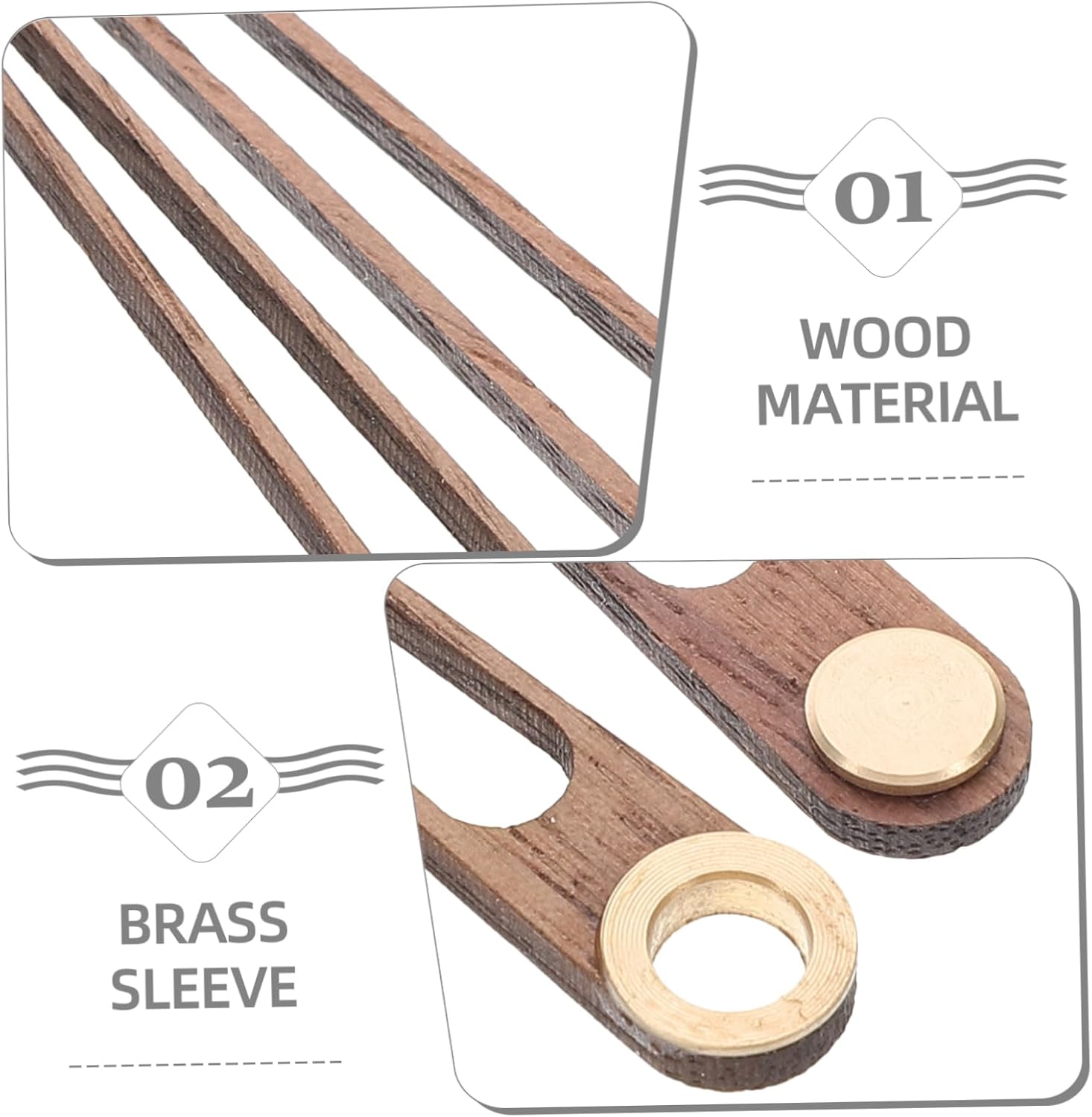 IWOWHERO 5 Set Wooden Clock Hands Kit for Long Shaft Clocks