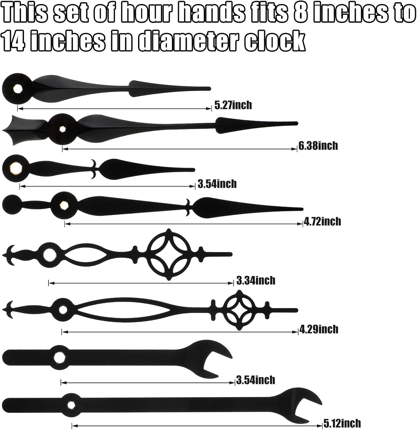 14-Opening Black Clock Hands Kit for Repairing DIY Clocks
