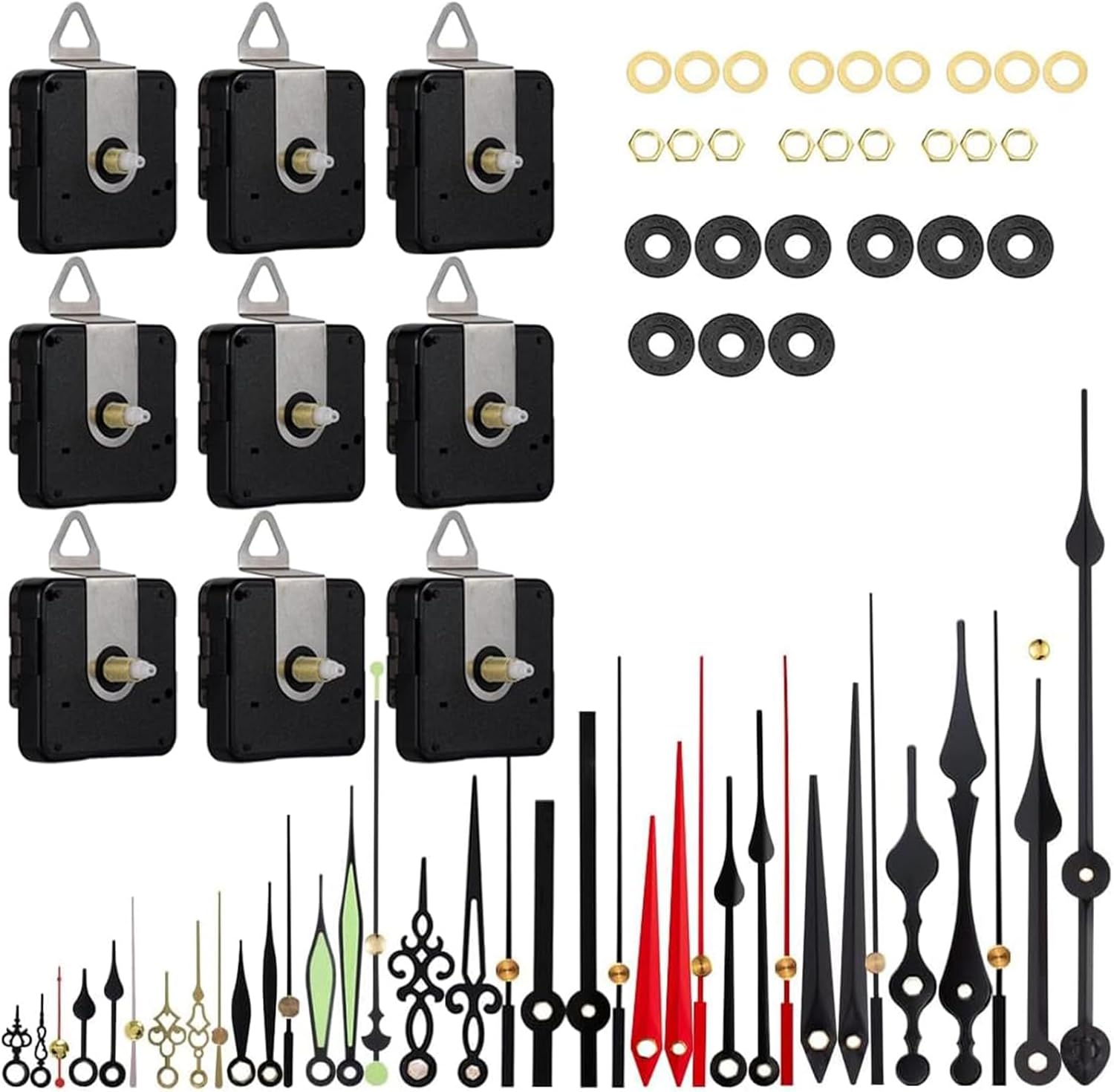 9-Piece Clock Kit for DIY Clock Replacement and Repair