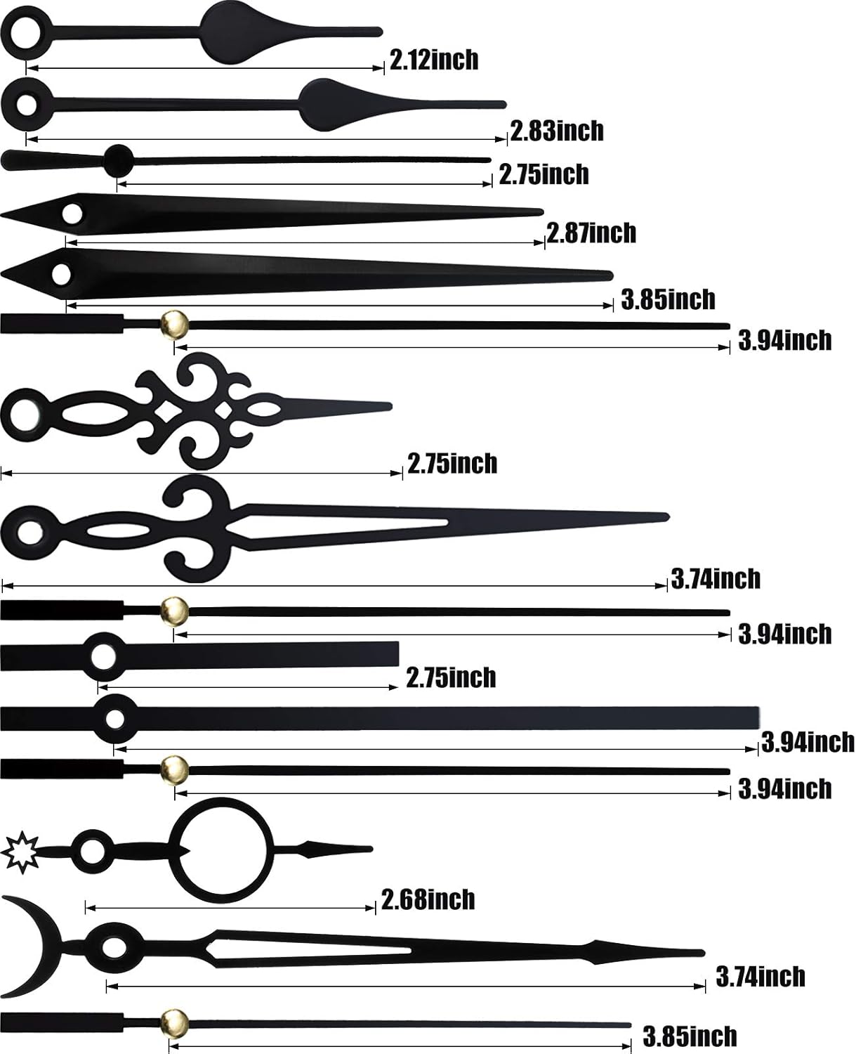 14-Opening Black Clock Hands Kit for Repairing DIY Clocks