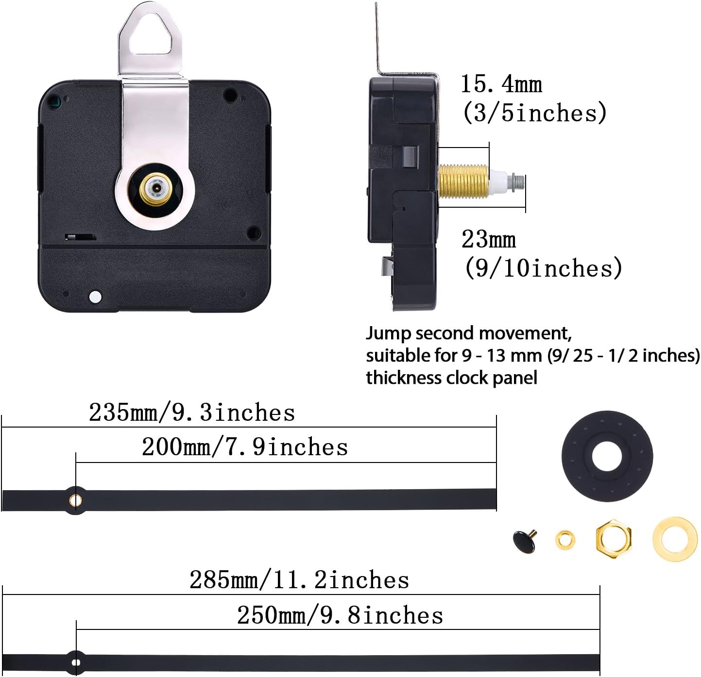 Hicarer High Torque Clock Movement Mechanism with Long Straight Hands