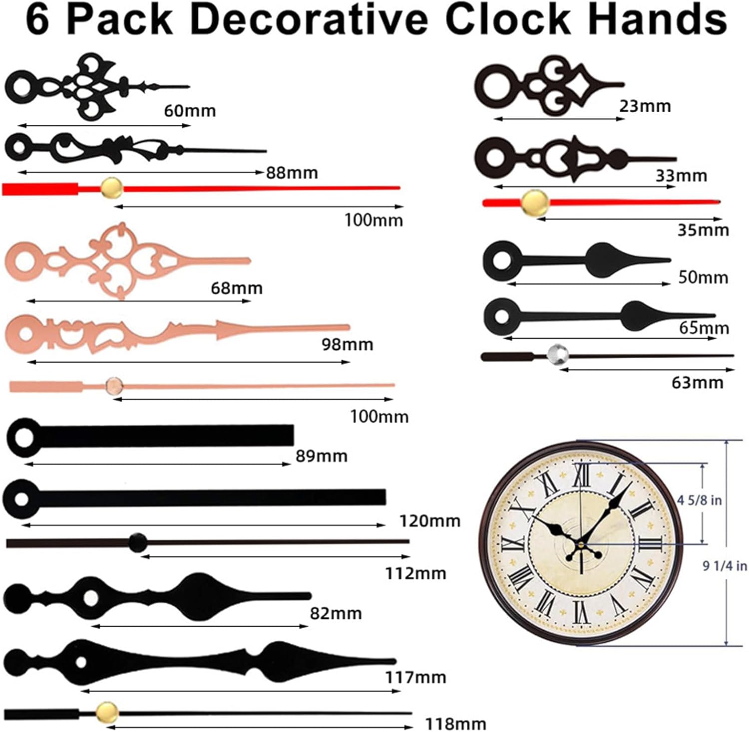 2-Pack Clock Movement Kit with 6 Pairs of Hands