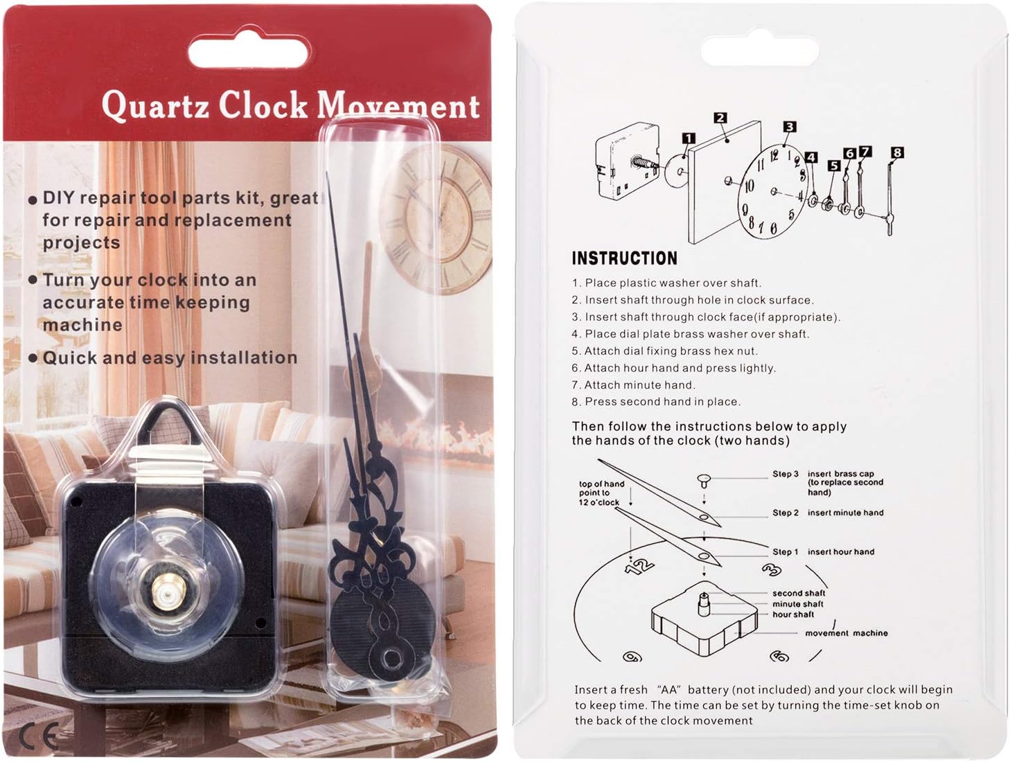 Hicarer 2-Piece Quartz Clock Movement Repair Kit