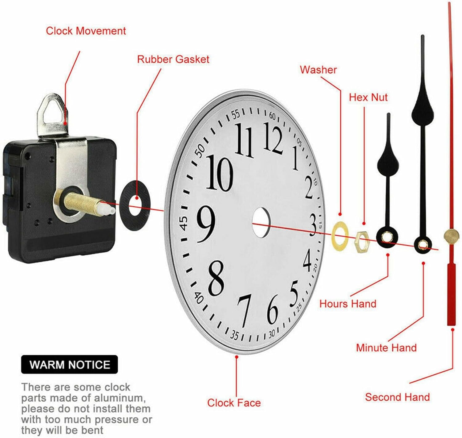 OTDOGUO 31MM Long Shaft Buffer Clock Movement Mechanism Repair Tool