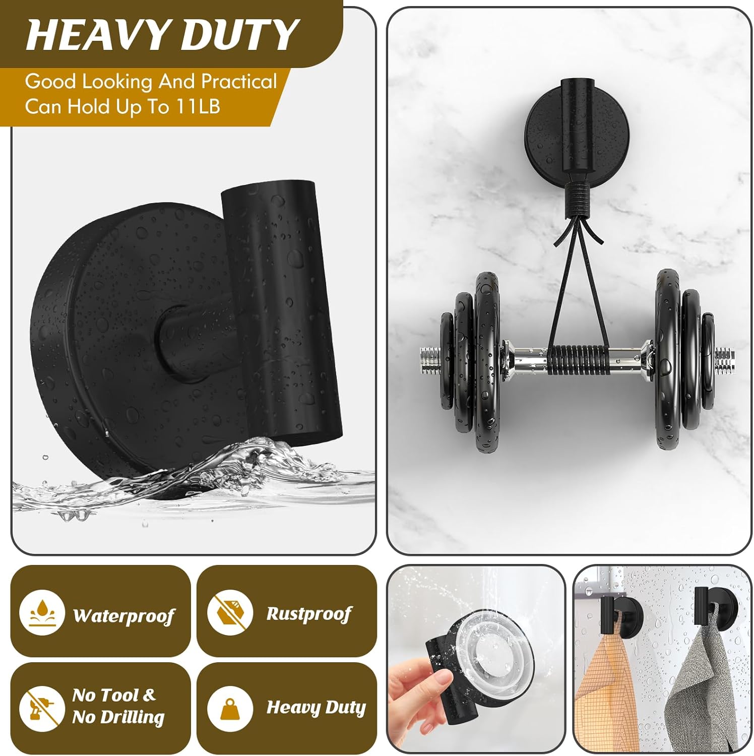 Two-Piece Suction Cup Hooks for Showers