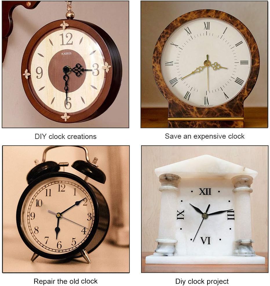 EMOON 2-Piece Clock Mechanism Kit with 4 Pairs Slot Hands