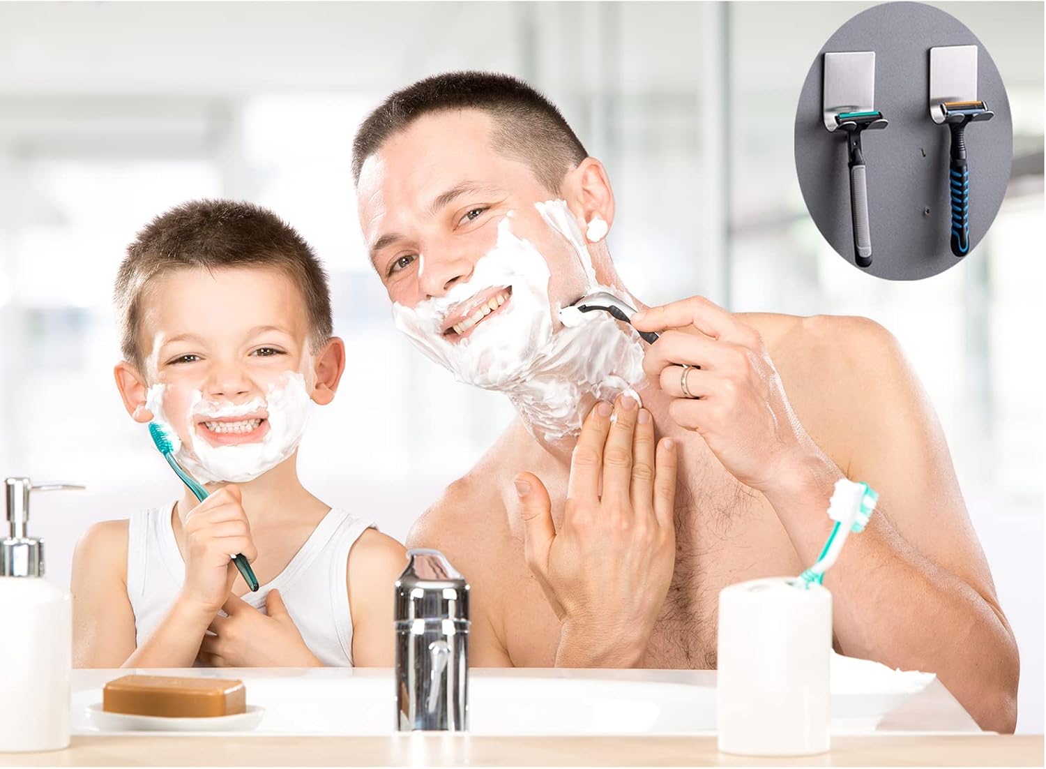 Dual Stainless Steel Razor Hangers for Bath Kitchen